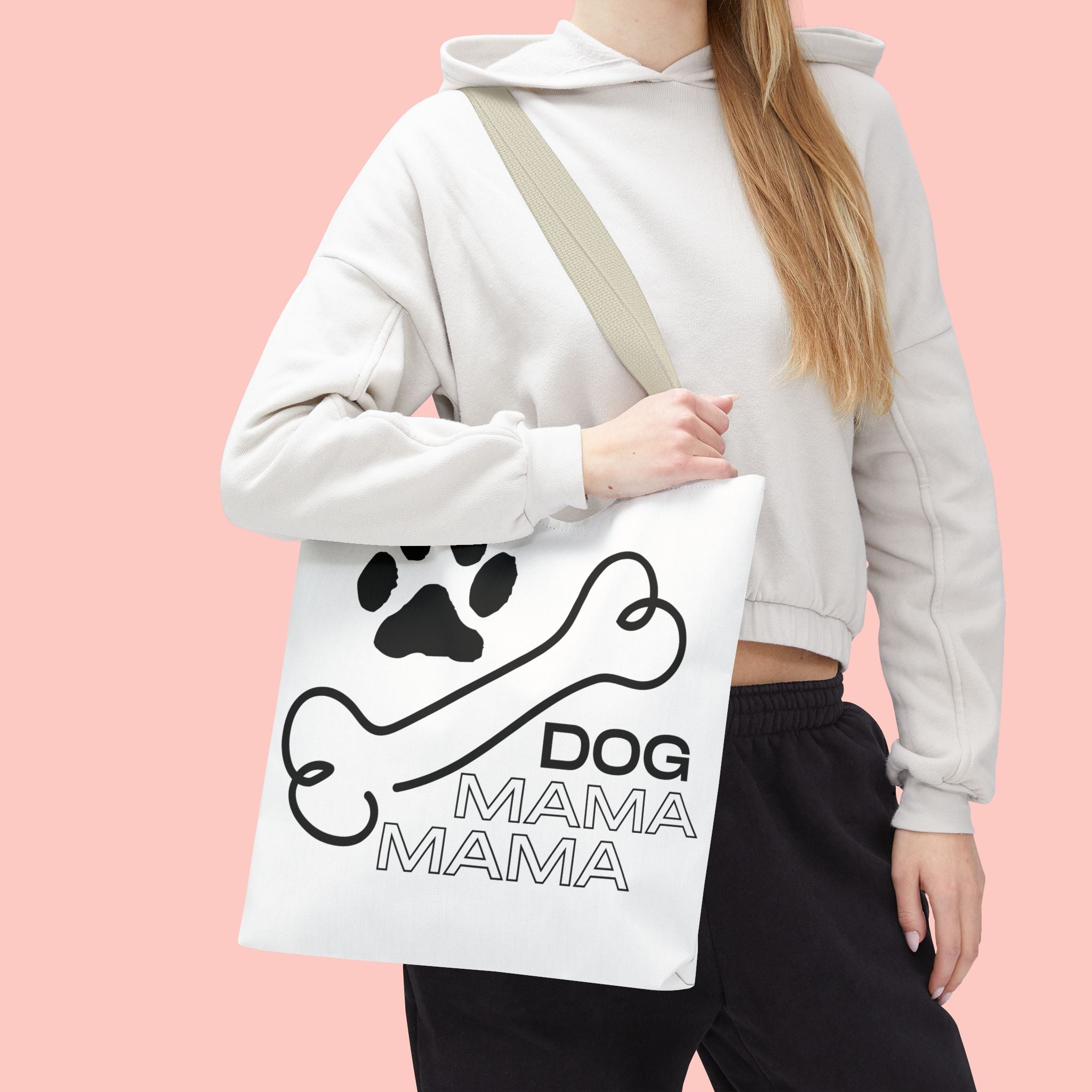 Dog Mama Tote Bag — Paw Print & Bone Graphic Canvas Shopper