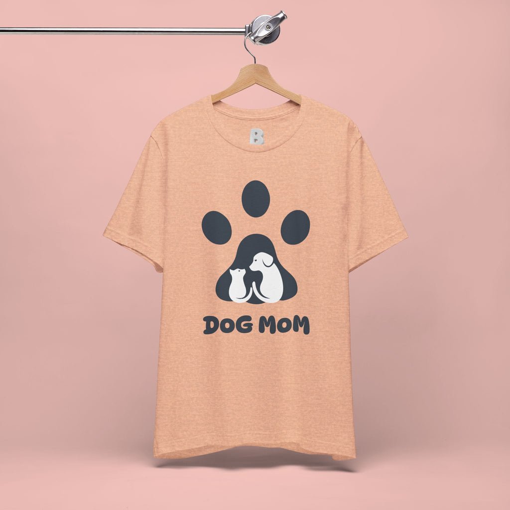 Dog Mom T‑Shirt — Paw Print with Dog & Puppy Graphic
