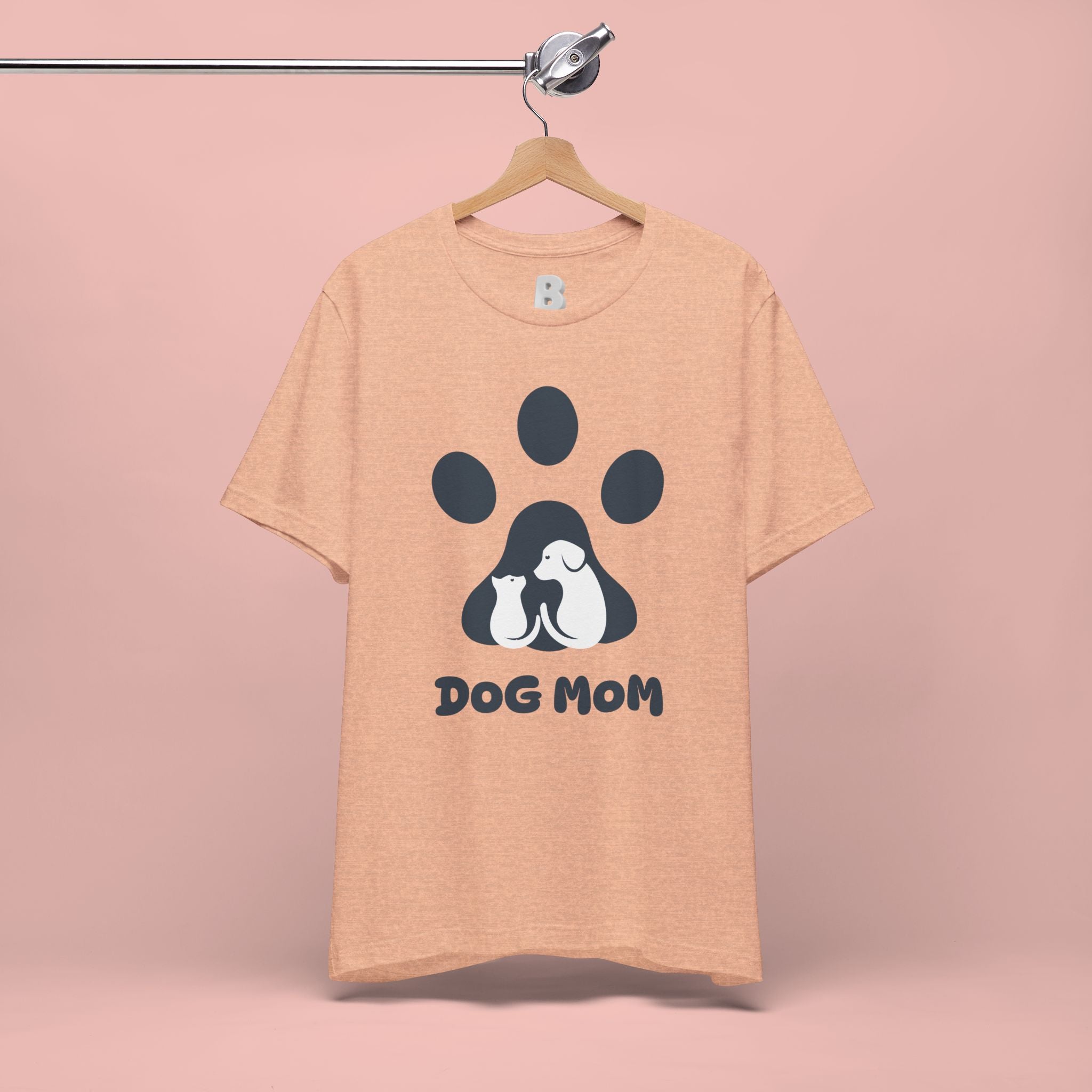 Dog Mom T‑Shirt — Paw Print with Dog & Puppy Graphic