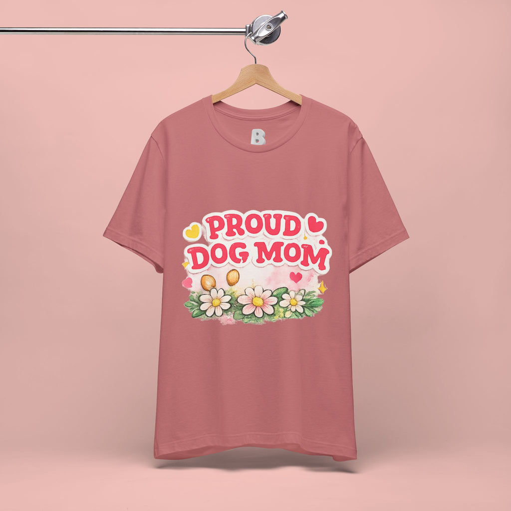 Proud Dog Mom Tee – Floral Retro Heart Design