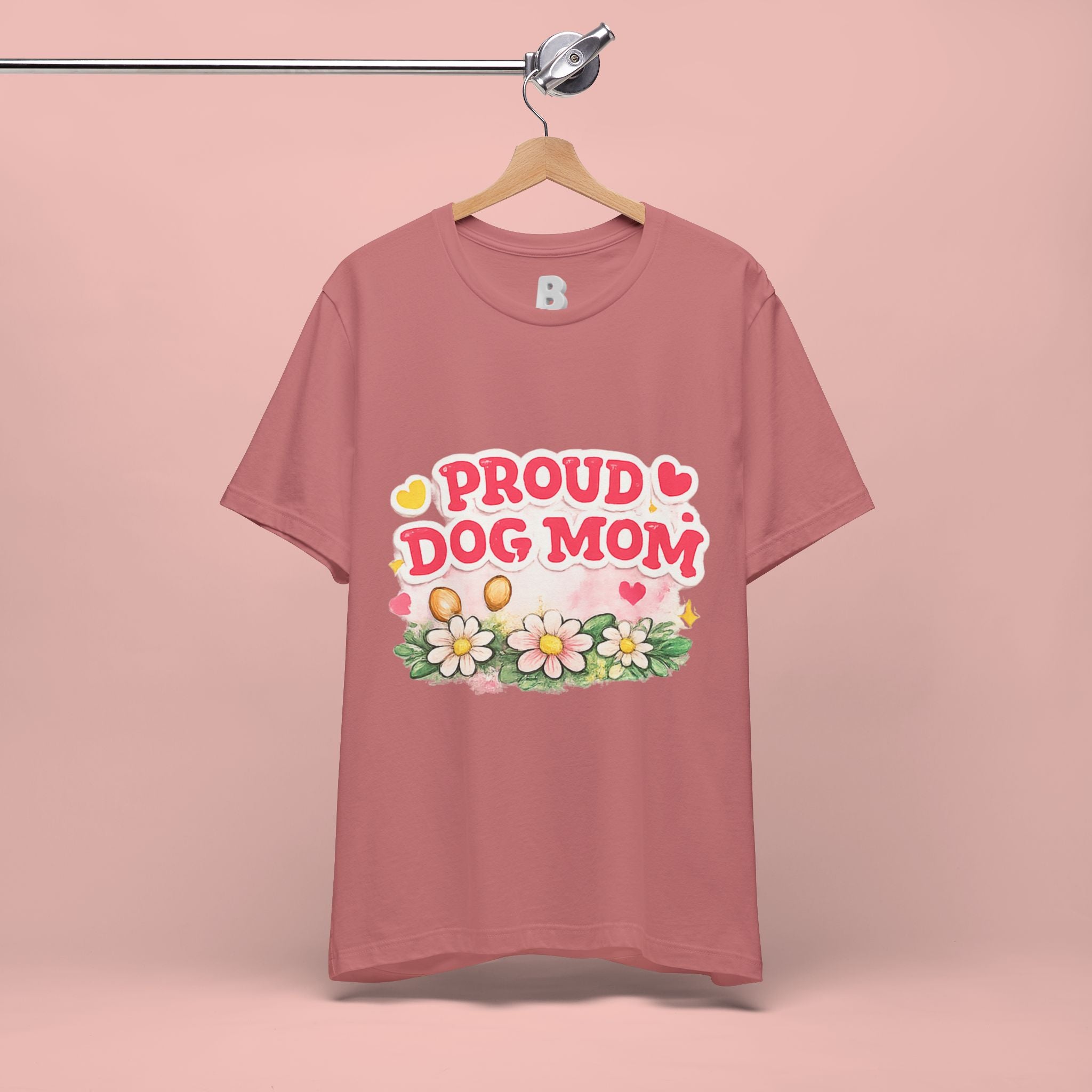 Proud Dog Mom Tee – Floral Retro Heart Design