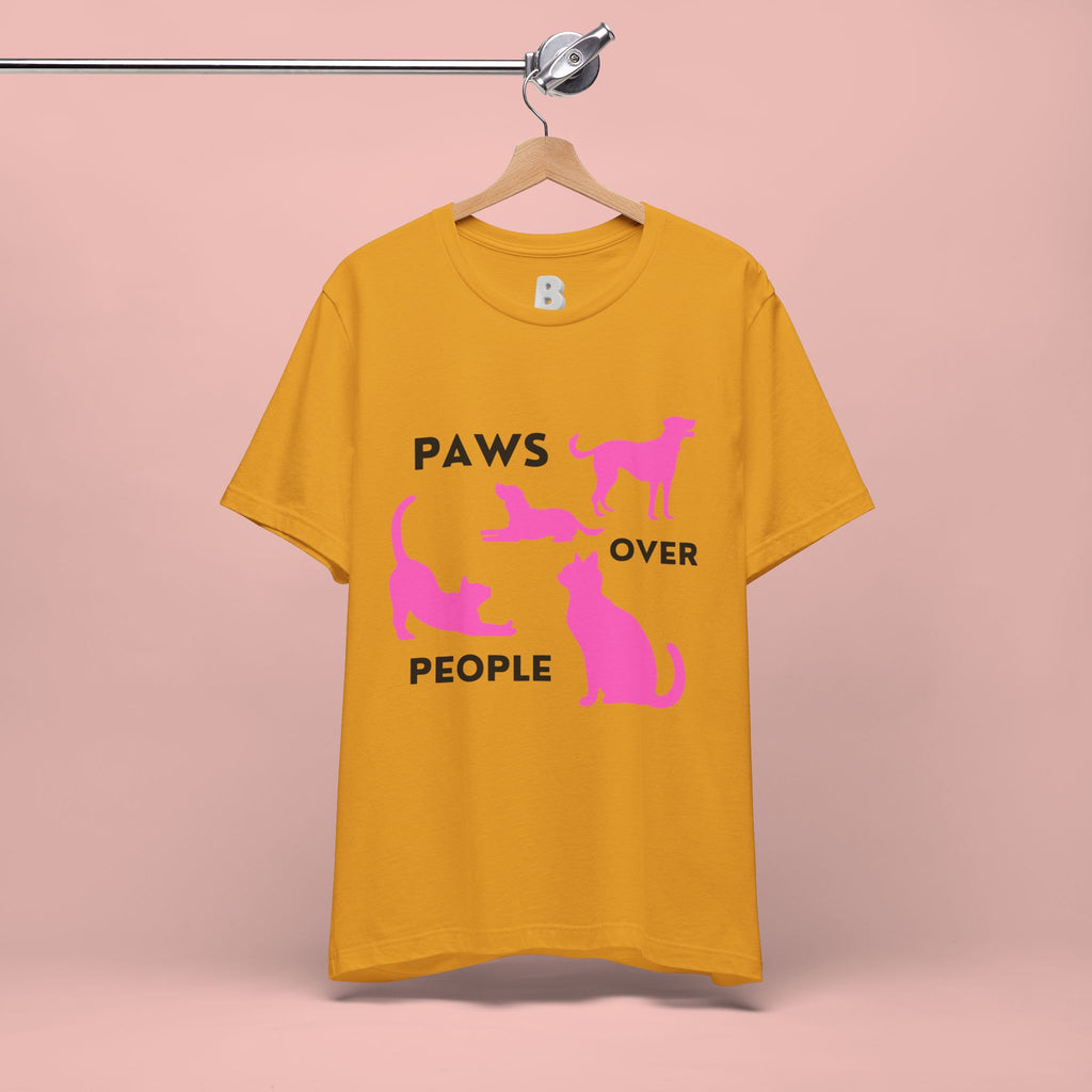Paws Over People Tee — Pink Cats & Dogs Graphic T-Shirt