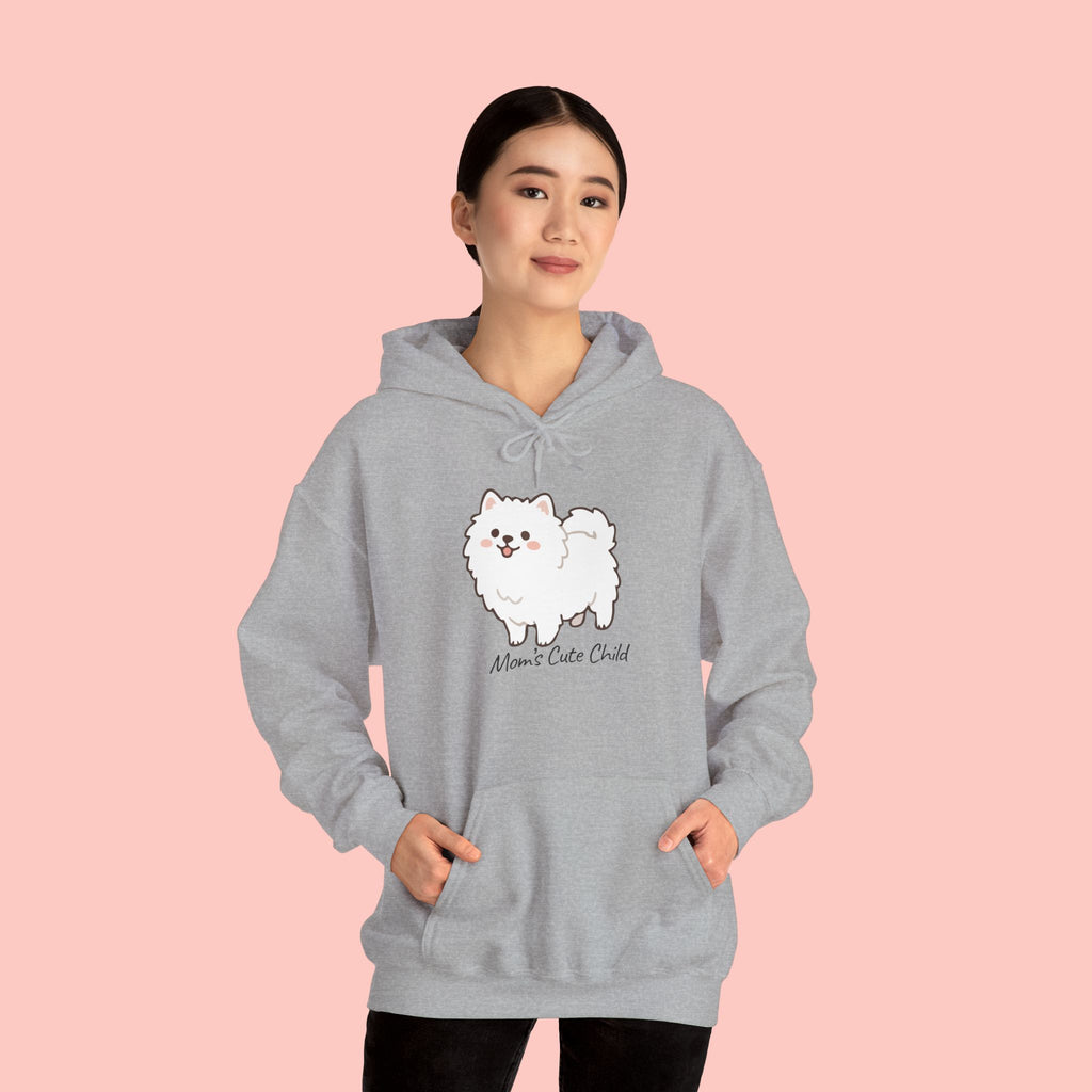 Pomeranian 'Mom's Little Child' Hoodie – Cute White Dog Graphic Pullover