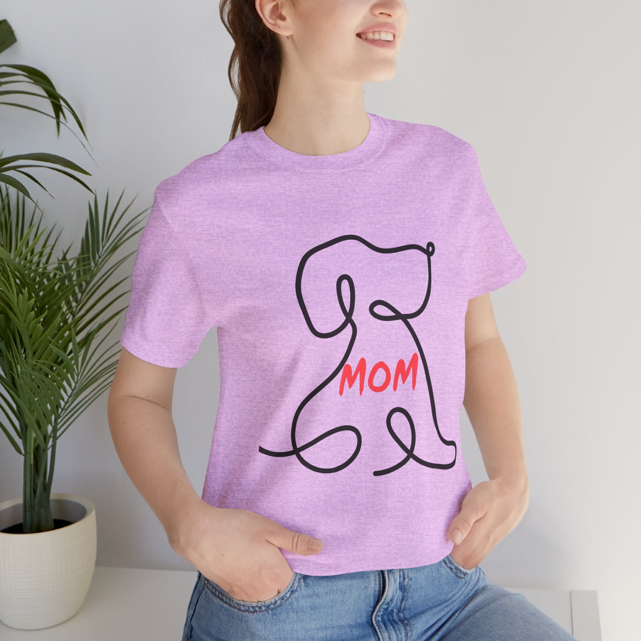 Mom Dog T-Shirt — Minimal Line Art Puppy Tee for Dog Moms, Mother's Day Gift