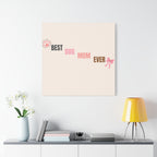 Best Dog Mom Ever Canvas Wall Art — Pink Paw & Bow Matte Stretched Canvas
