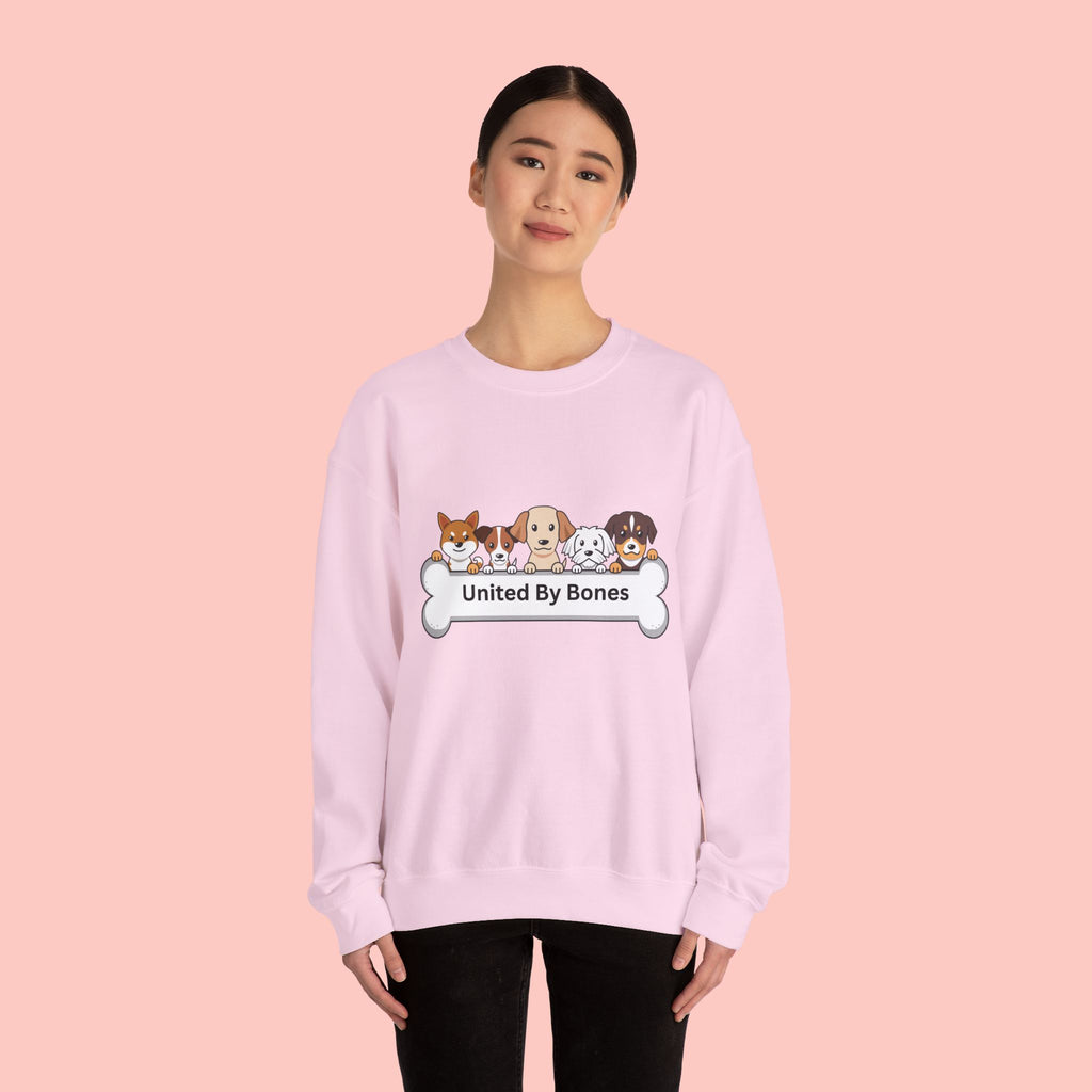 Dog Crewneck Sweatshirt — "United By Bones" Cute Puppy Graphic