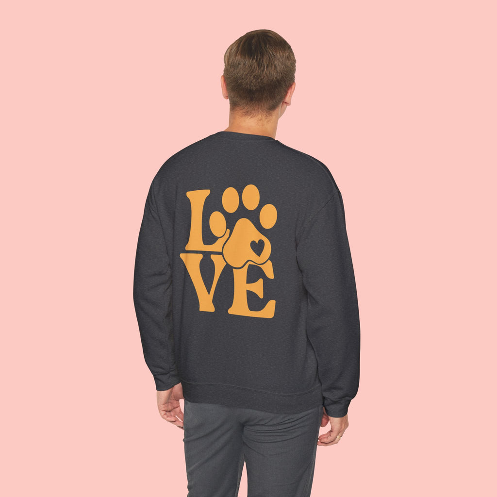 Crewneck Sweatshirt - 'LOVE' Paw Print Graphic | Pet Lover Pullover