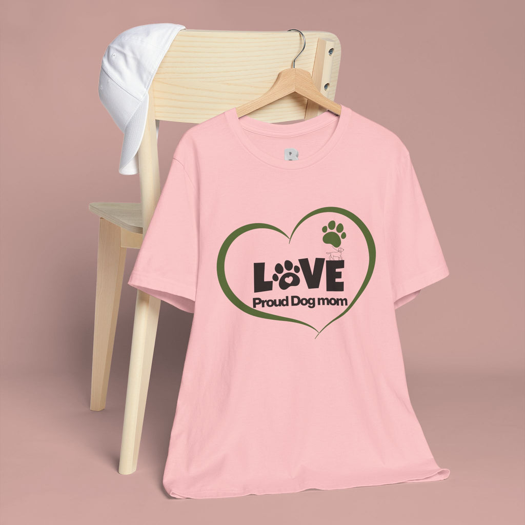 Dog Mom Love T-Shirt — "LOVE Proud Dog Mom" Heart Paw Tee