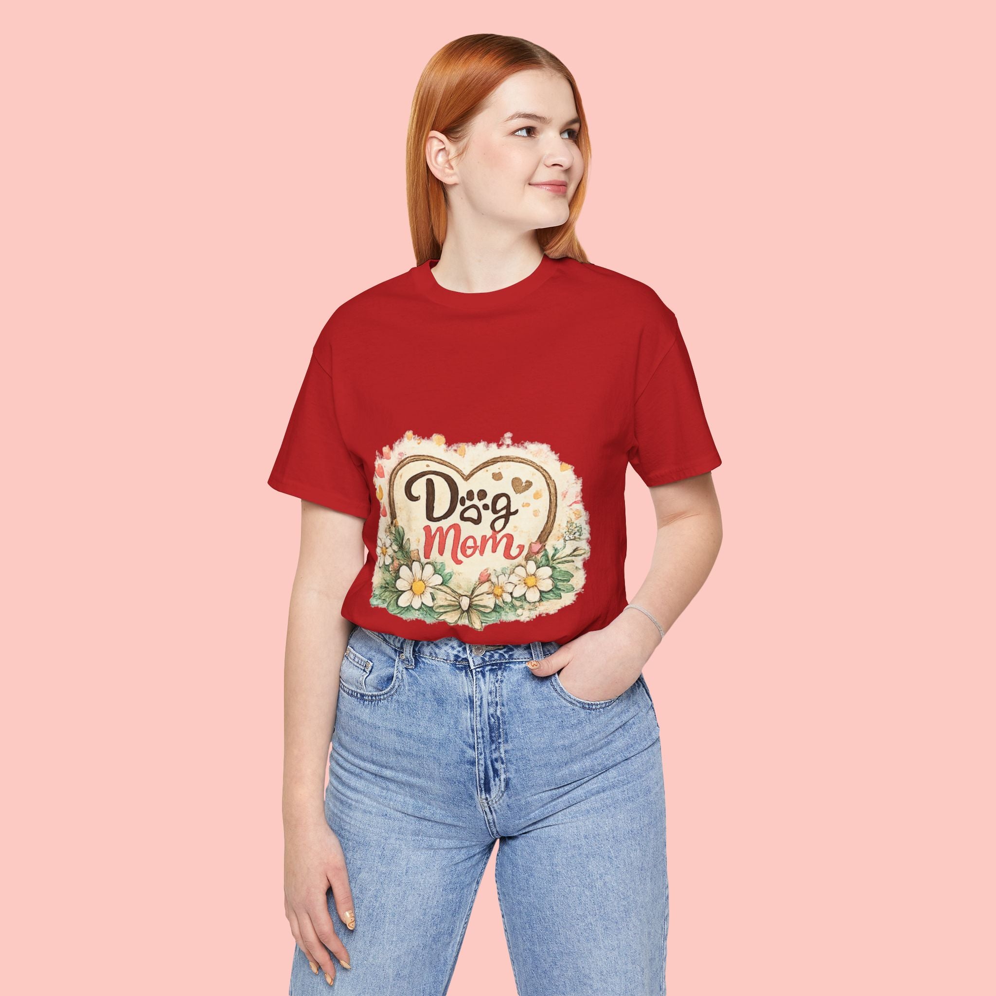 Dog Mom T-Shirt – Floral Paw Heart Graphic Tee