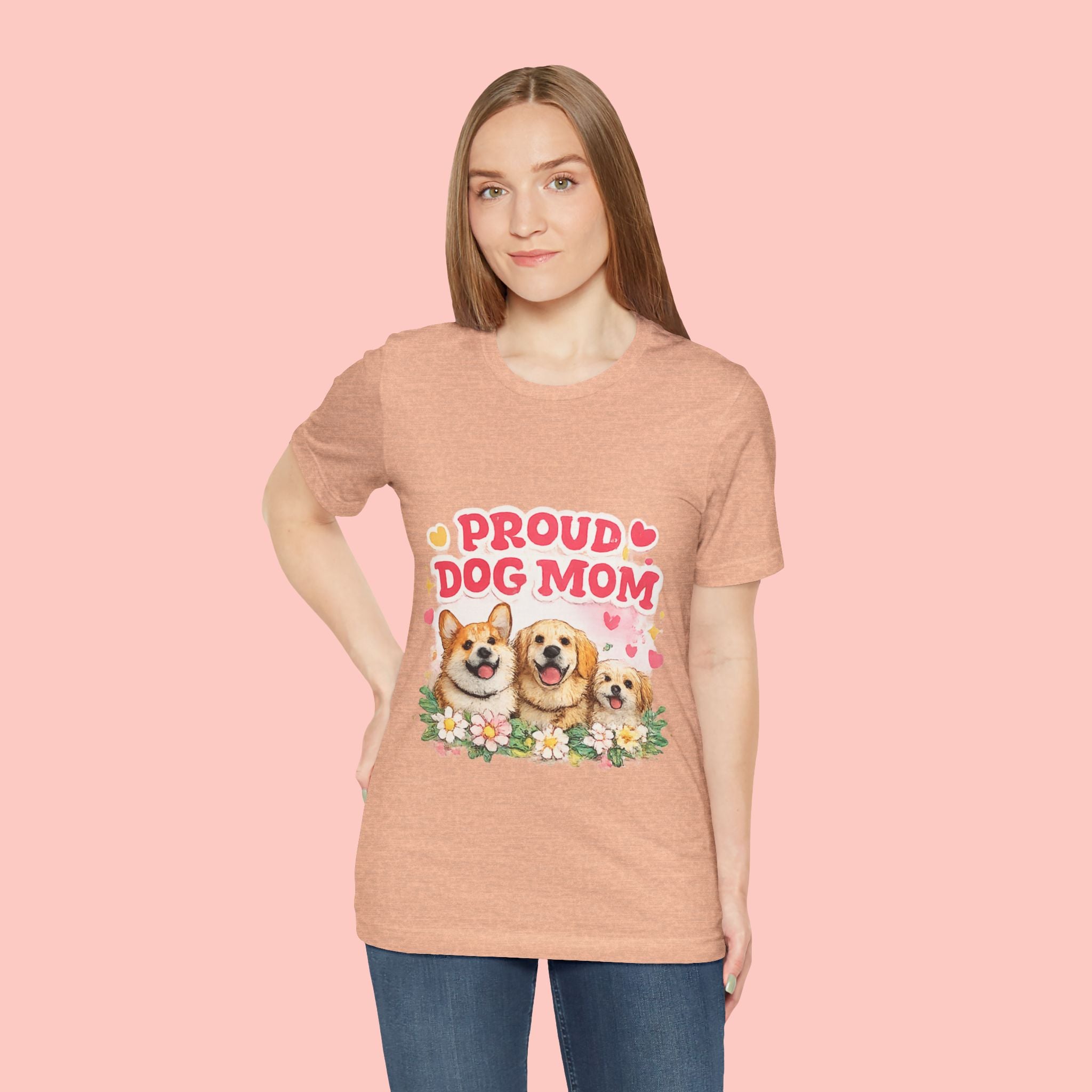 Proud Dog Mom T-Shirt — Cute Corgi & Golden Retriever Floral Tee for Pet Lovers