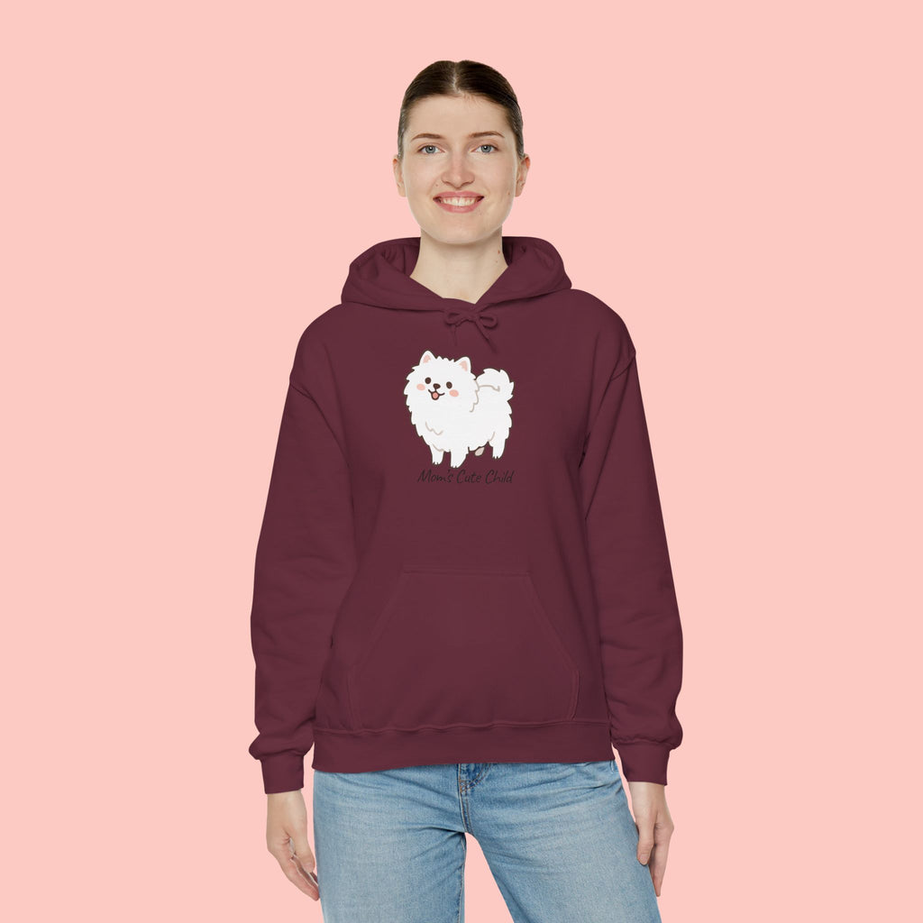 Pomeranian 'Mom's Little Child' Hoodie – Cute White Dog Graphic Pullover
