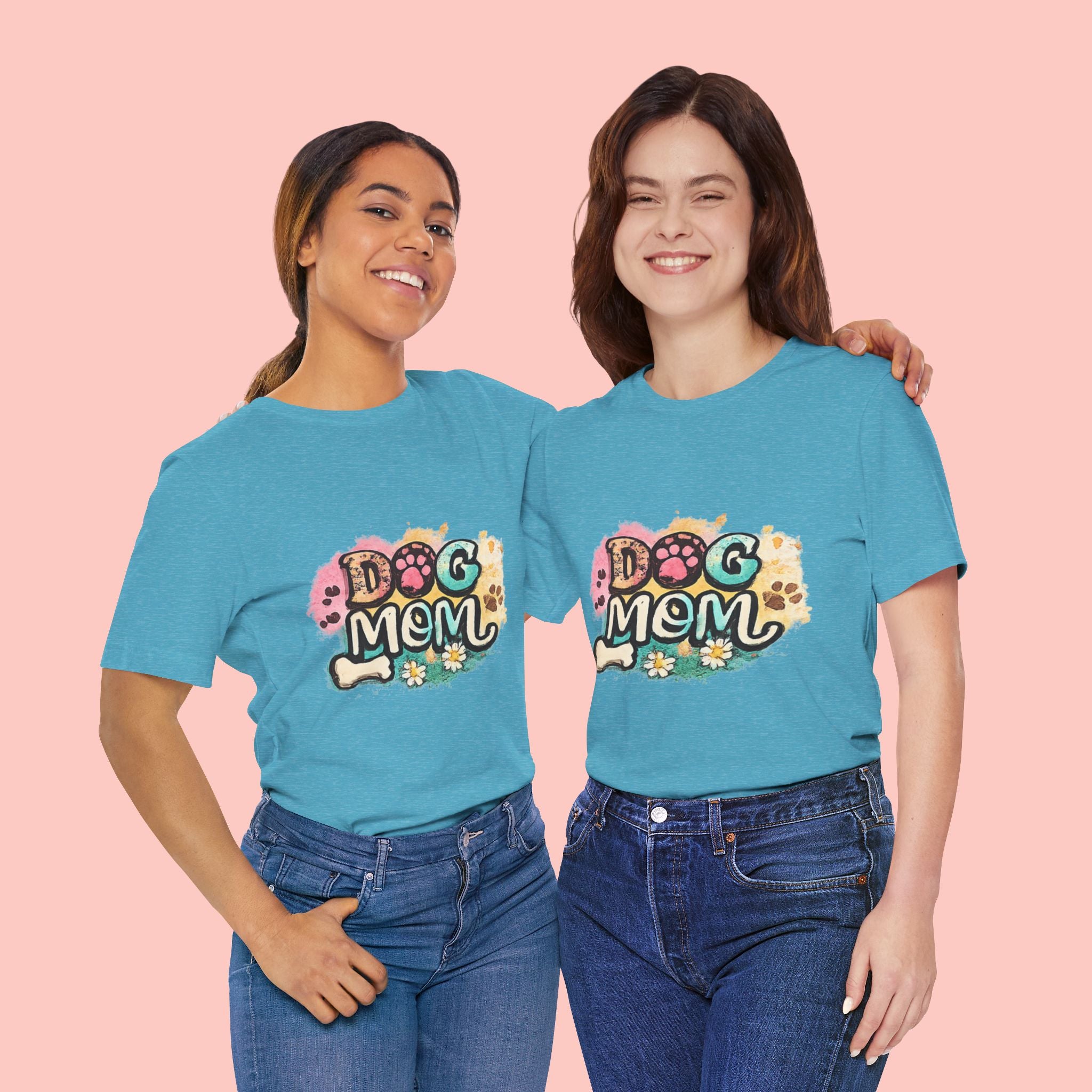 Dog Mom T-Shirt — Colorful Paw Print Graphic Tee for Pet Lovers
