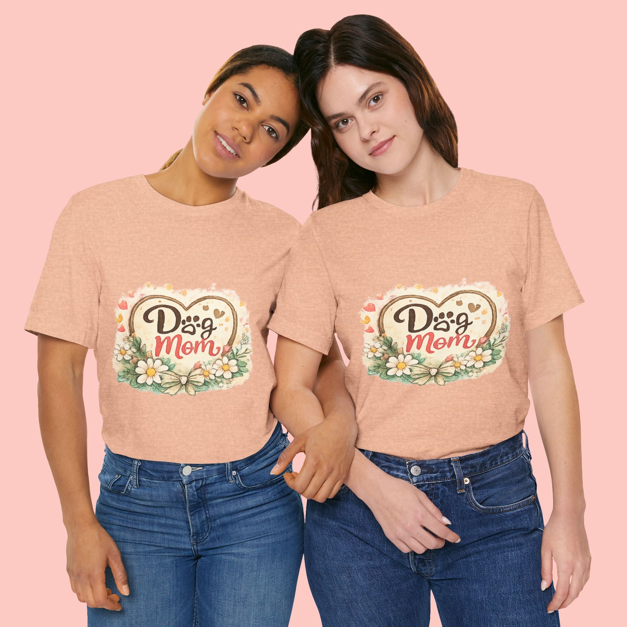 Dog Mom T-Shirt – Floral Paw Heart Graphic Tee