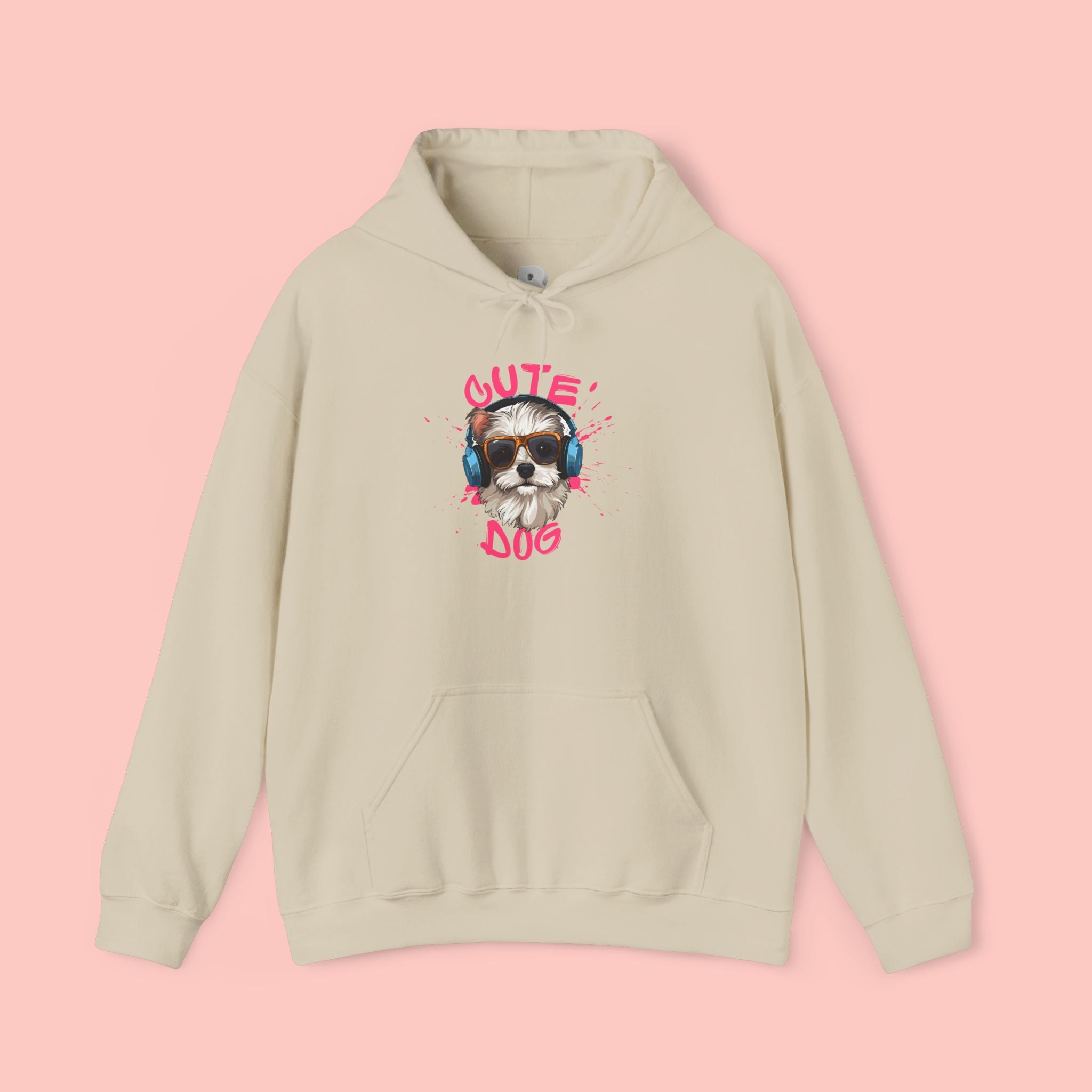 Cute Dog Hoodie with Headphones – 'Cute Dog' Graphic Pet Lover Sweatshirt