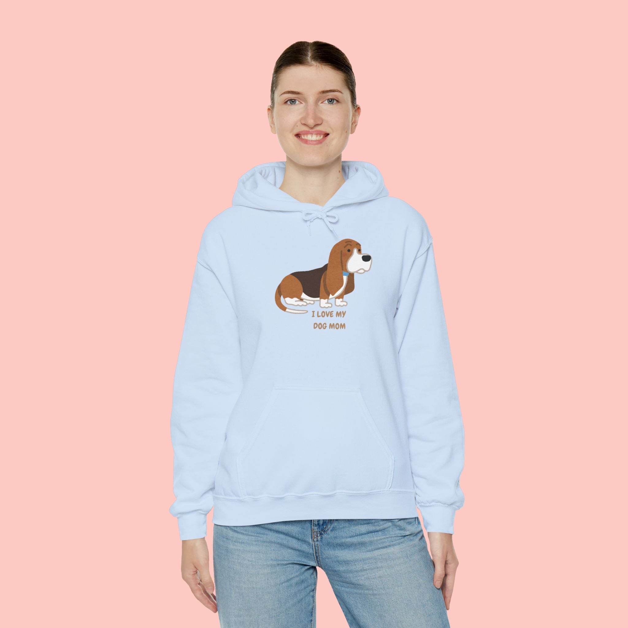 Dog Mom Hoodie — Cute Basset Hound I Love My Dog Mom Sweatshirt
