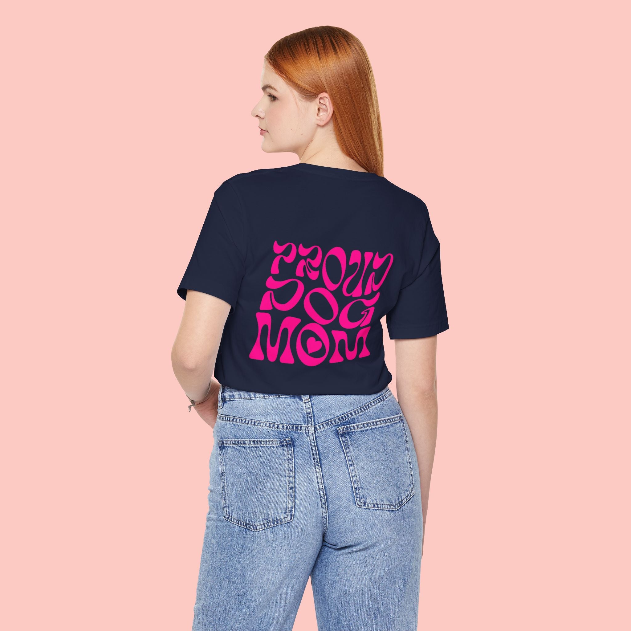 Mom of Dogs T-Shirt — Retro Pink “Proud Dog Mom” Tee