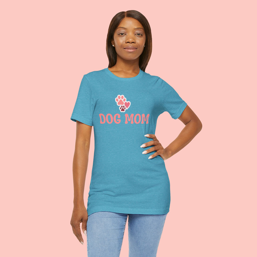 Dog Mom T-Shirt — Pink Paw Graphic Tee for Dog Lovers