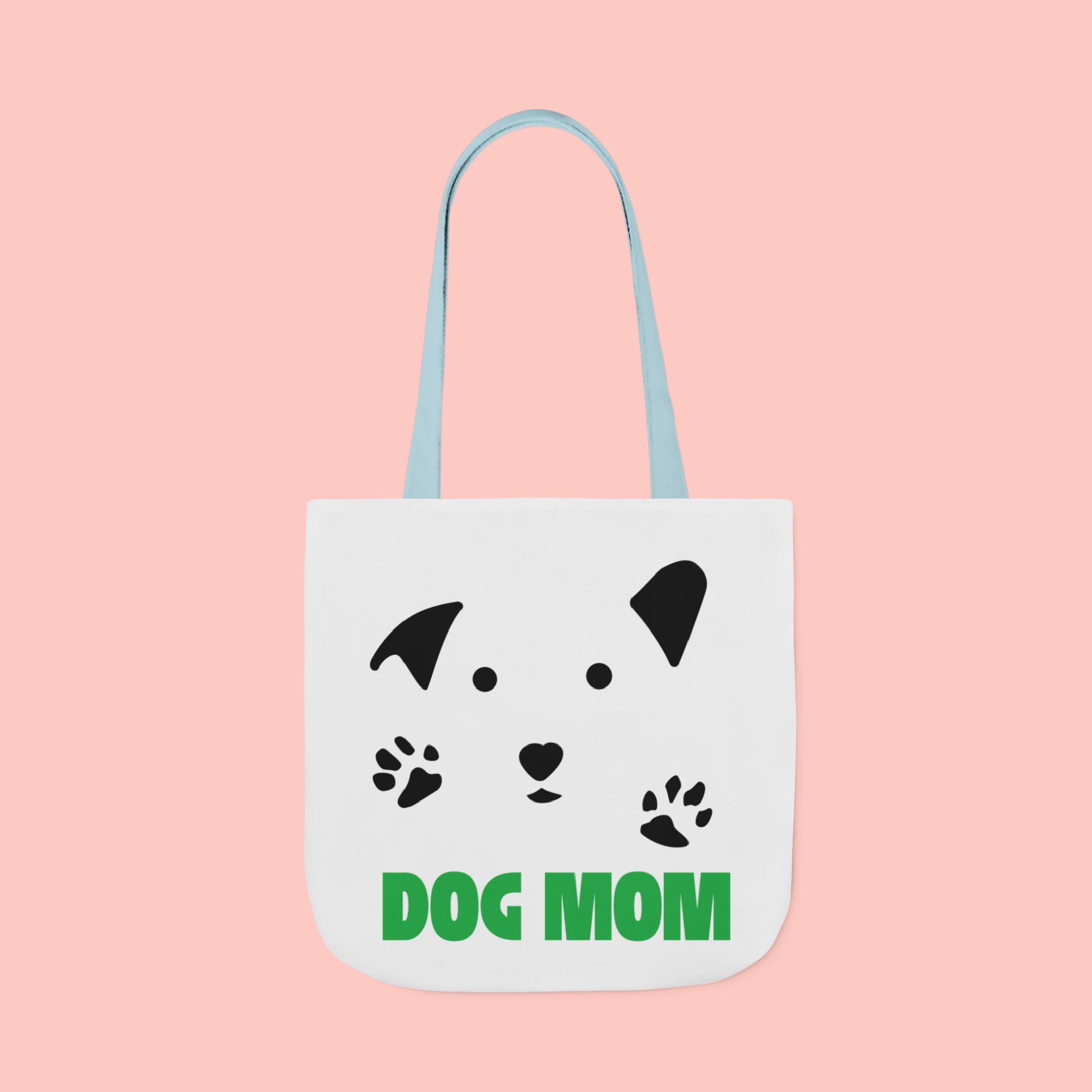 Dog Mom Canvas Tote Bag — Cute Paw Print Dog Face Tote for Pet Lovers