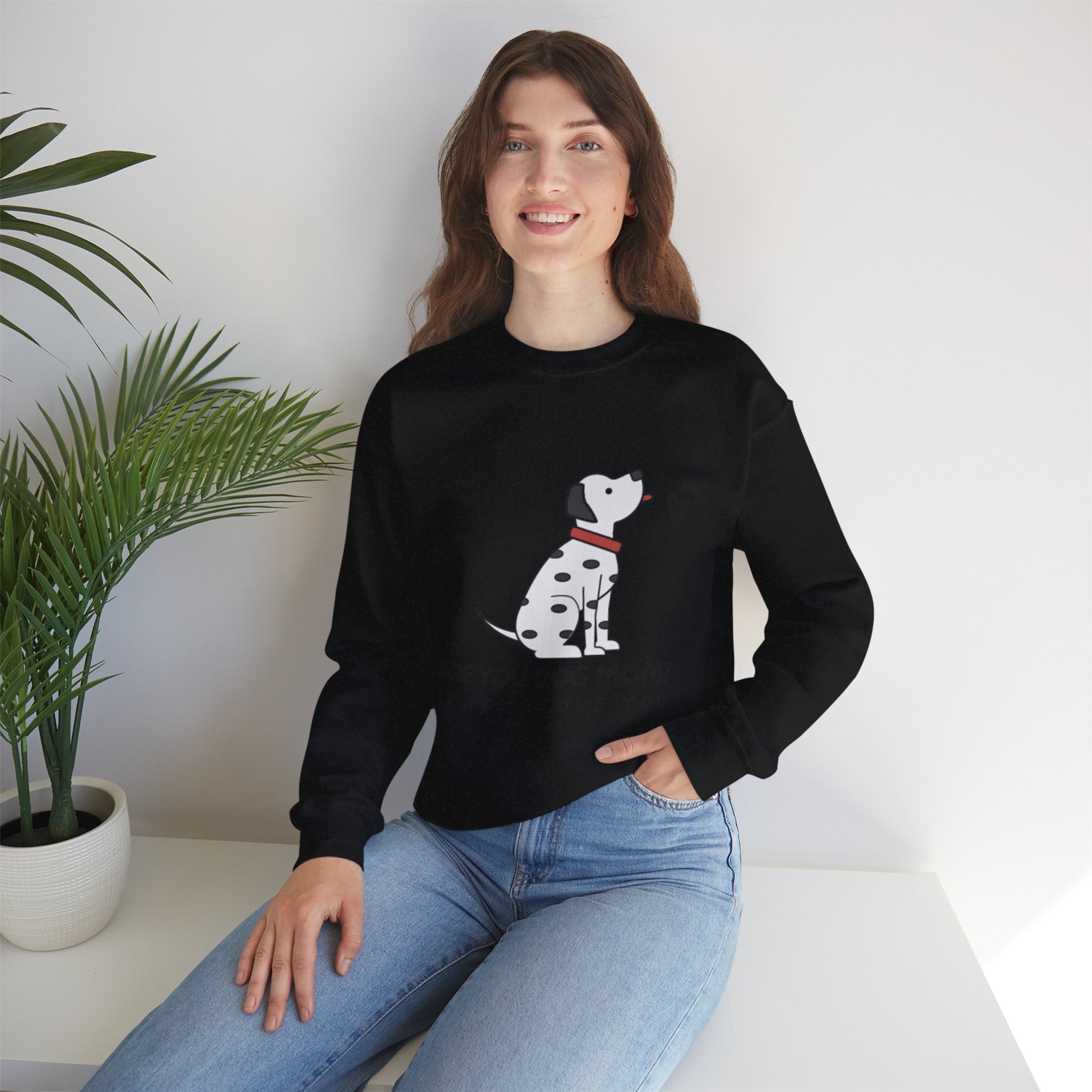 Are You Dog Mom? Cute Dalmatian Crewneck Sweatshirt for Dog Lovers