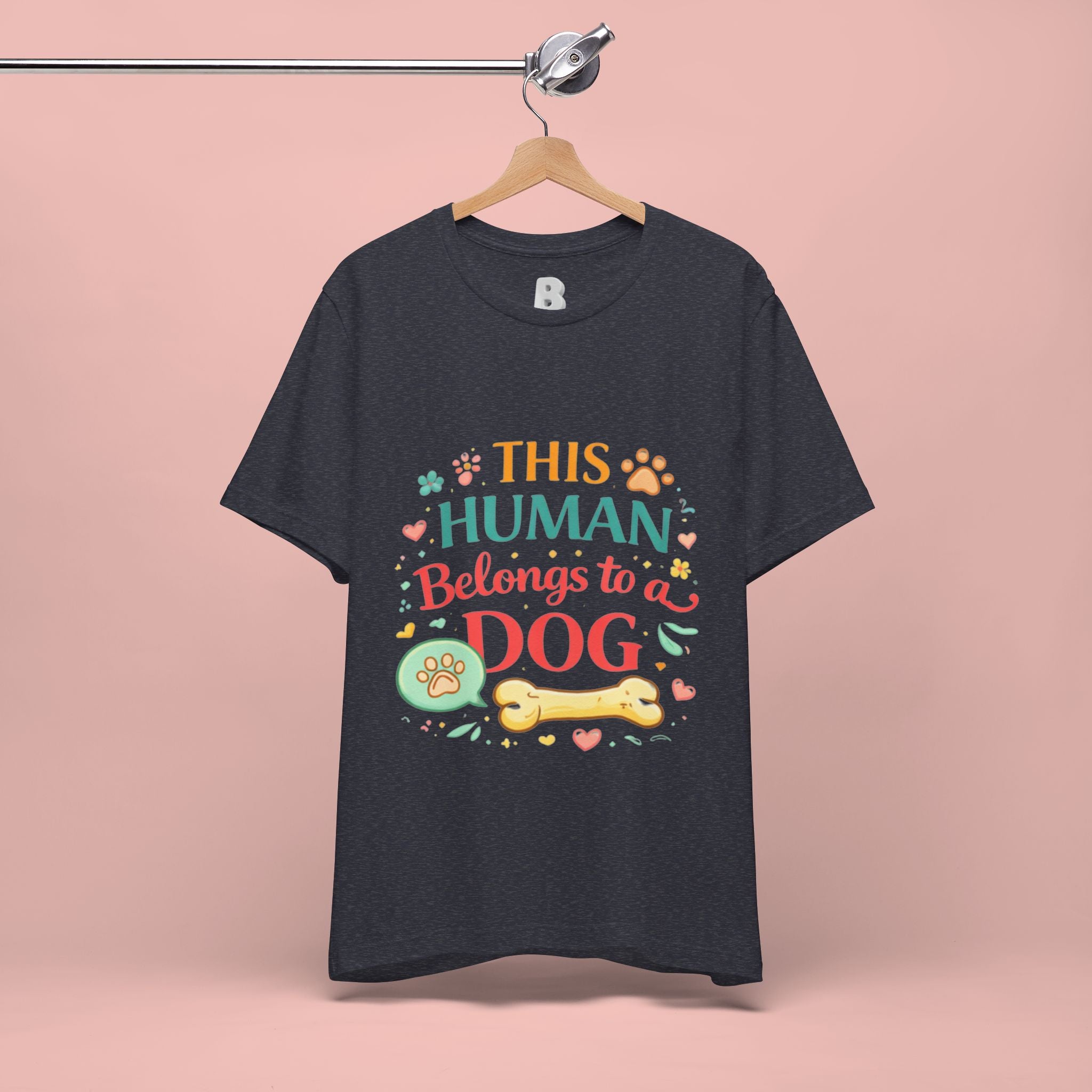 Dog Lover T-Shirt — "This Human Belongs to a Dog" Cute Paw Print Tee