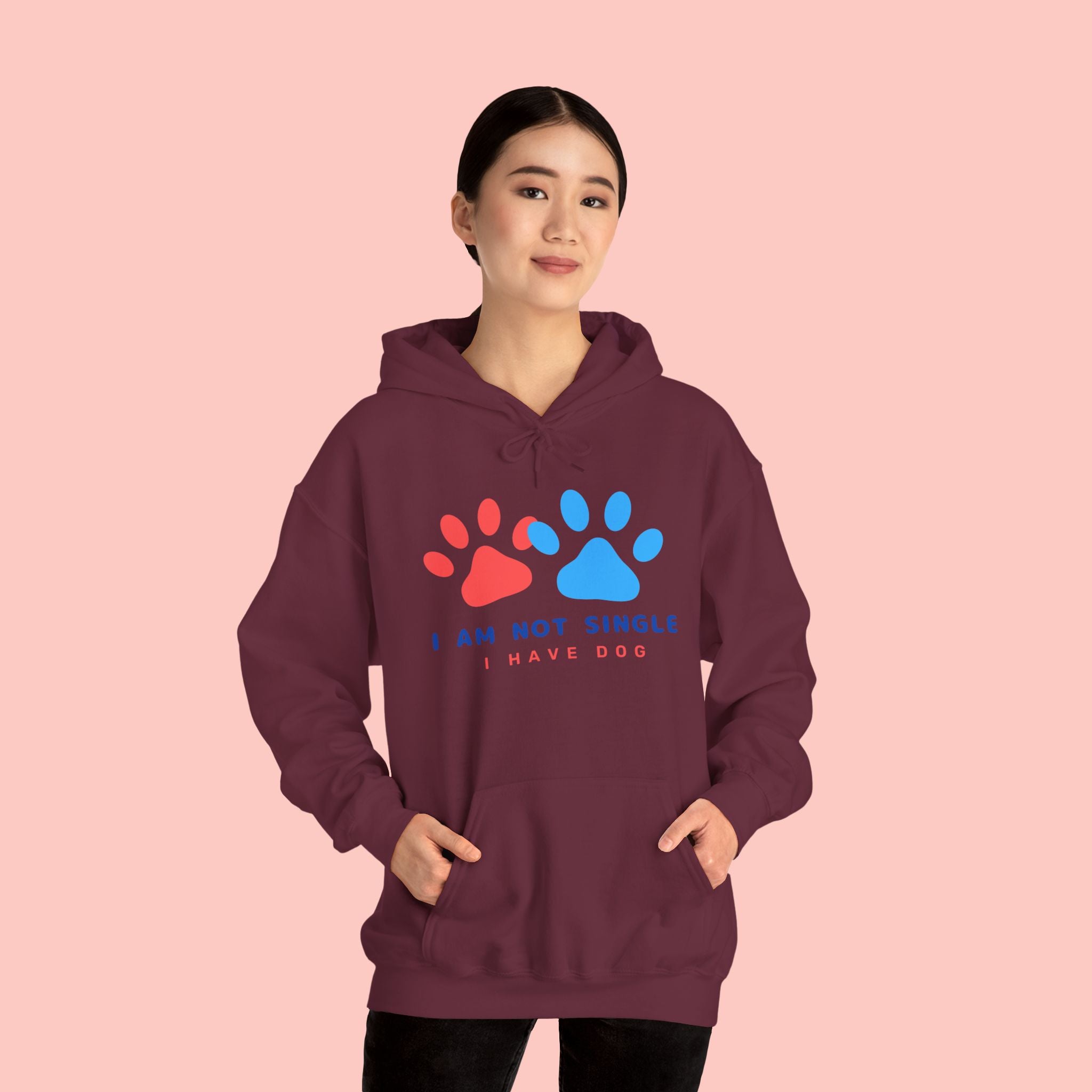 Dog Mom Hoodie – “I Am Not Single I Have Dog” Paw Print Hoodie
