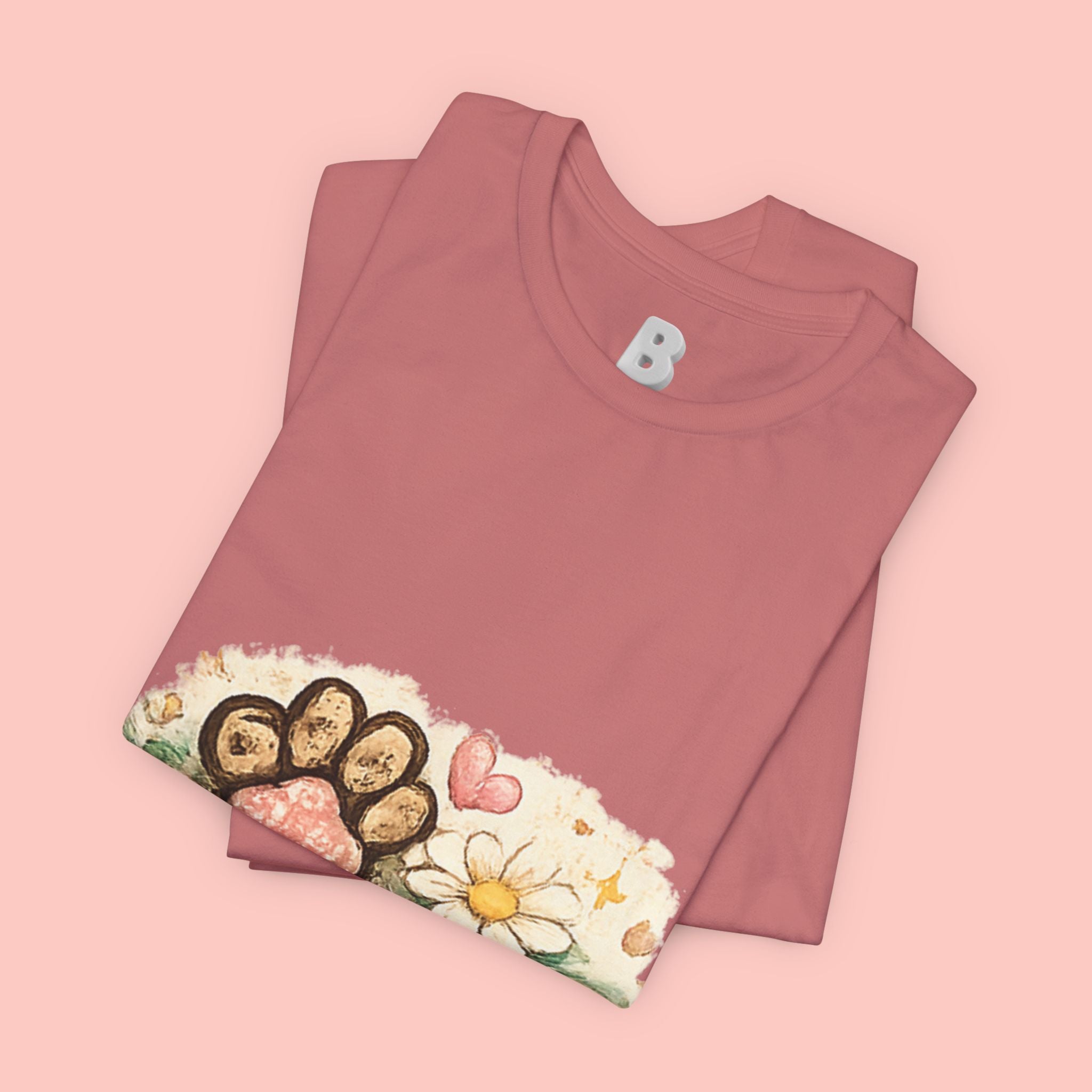 Dog Paw Floral T-Shirt — Cute Paw Print, Bone & Daisies Tee