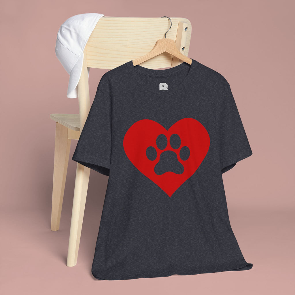 Pet Lover T-Shirt — Red Heart Paw Print Tee