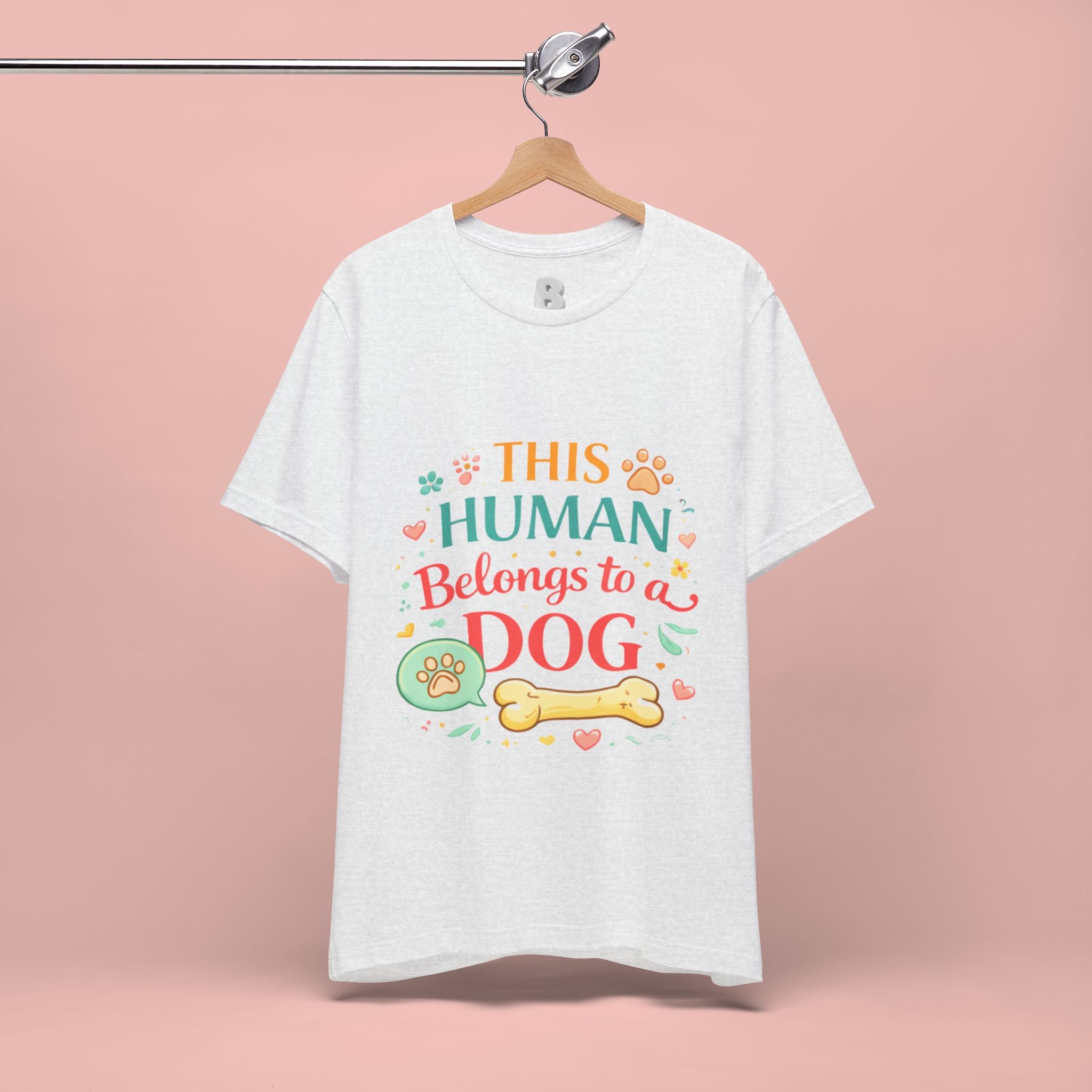 Dog Lover T-Shirt — "This Human Belongs to a Dog" Cute Paw Print Tee