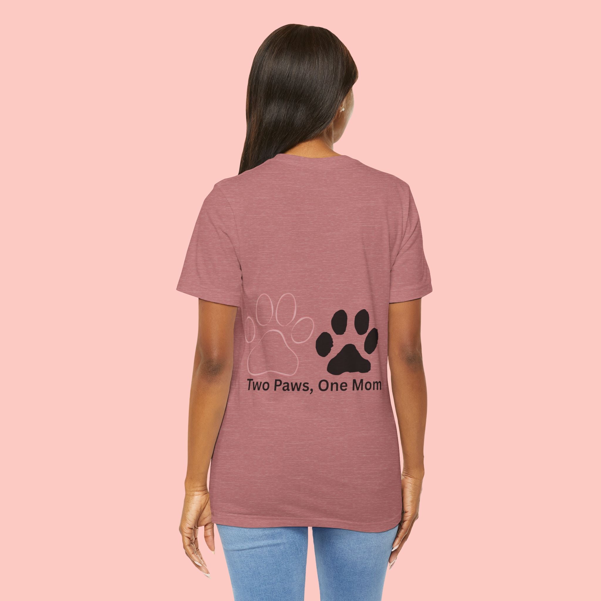 T-Shirt — “Two Paws, One Mom” Paw Print Mom Tee