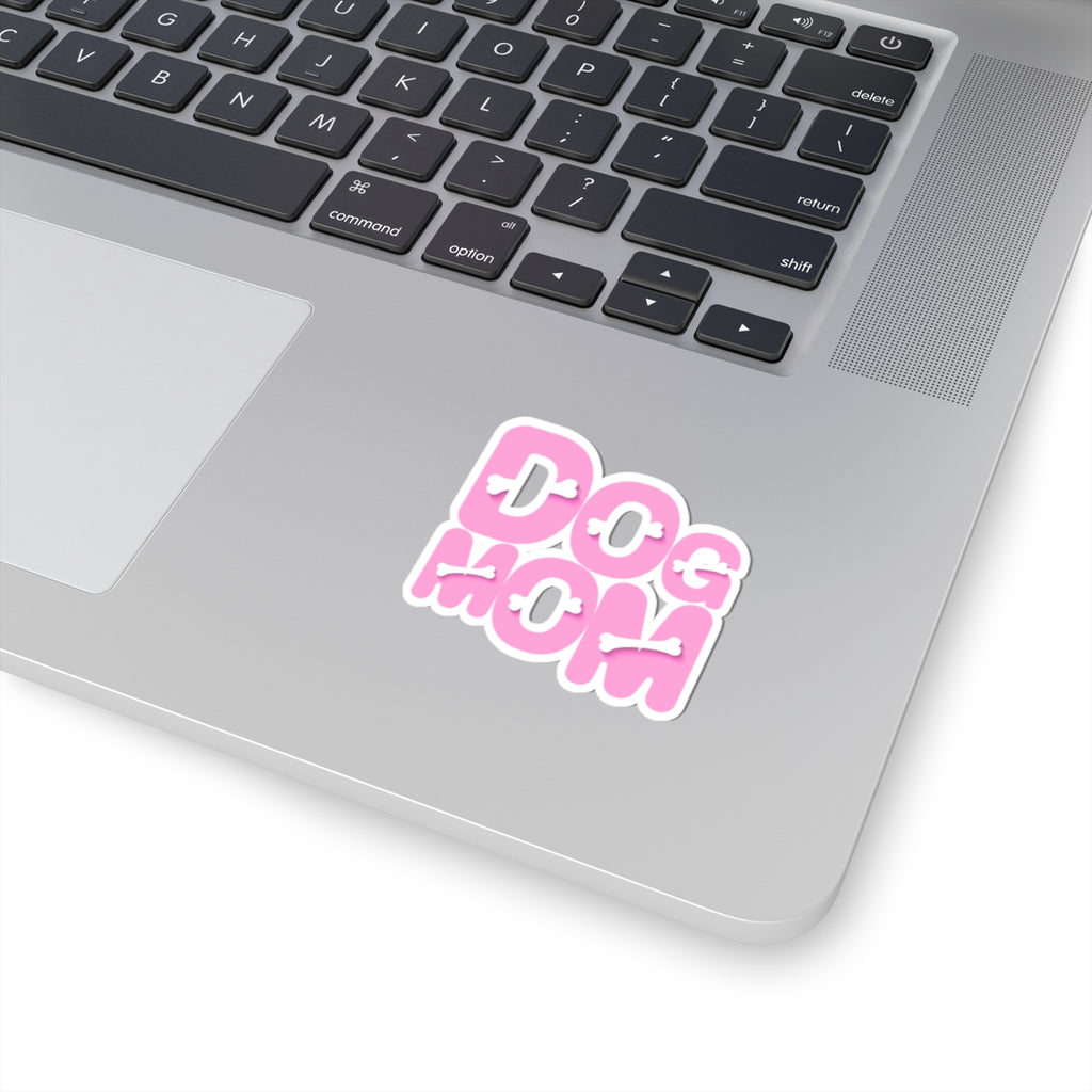 Dog Mom Kiss-Cut Sticker — Pink Bone Lettering Vinyl Decal