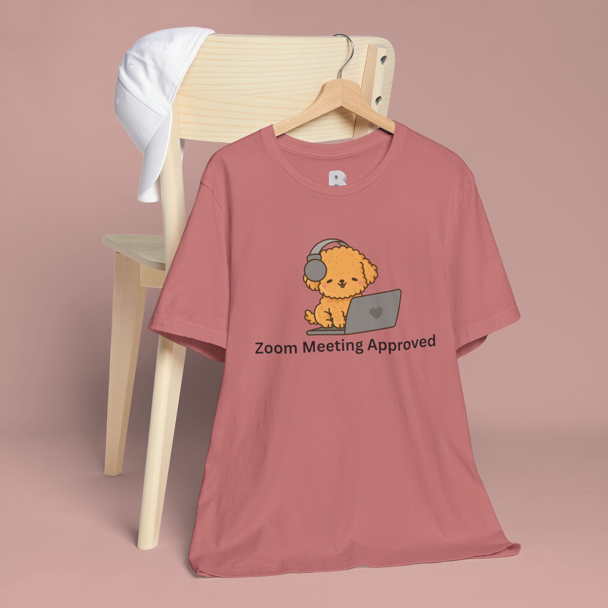 Zoom Meeting Approved Tee — Cute Puppy with Headset Laptop Graphic