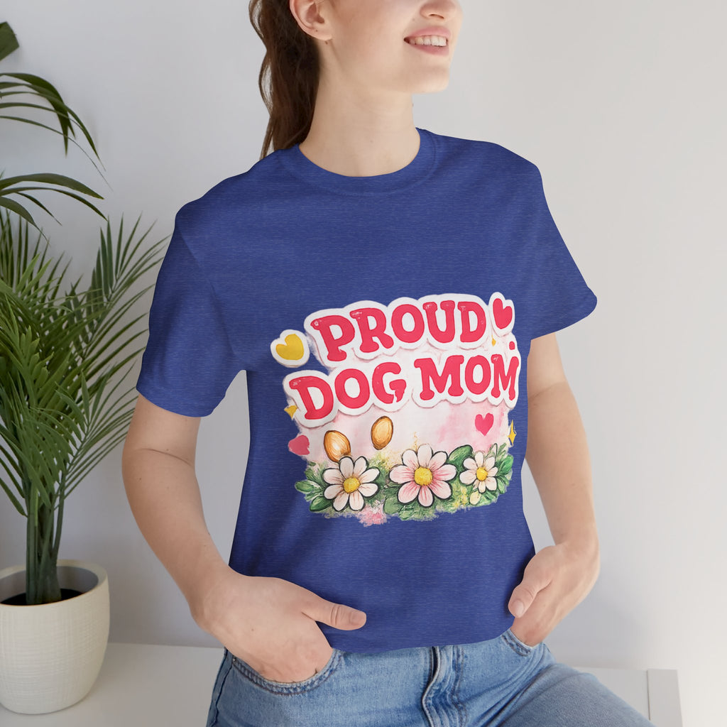Proud Dog Mom Tee – Floral Retro Heart Design