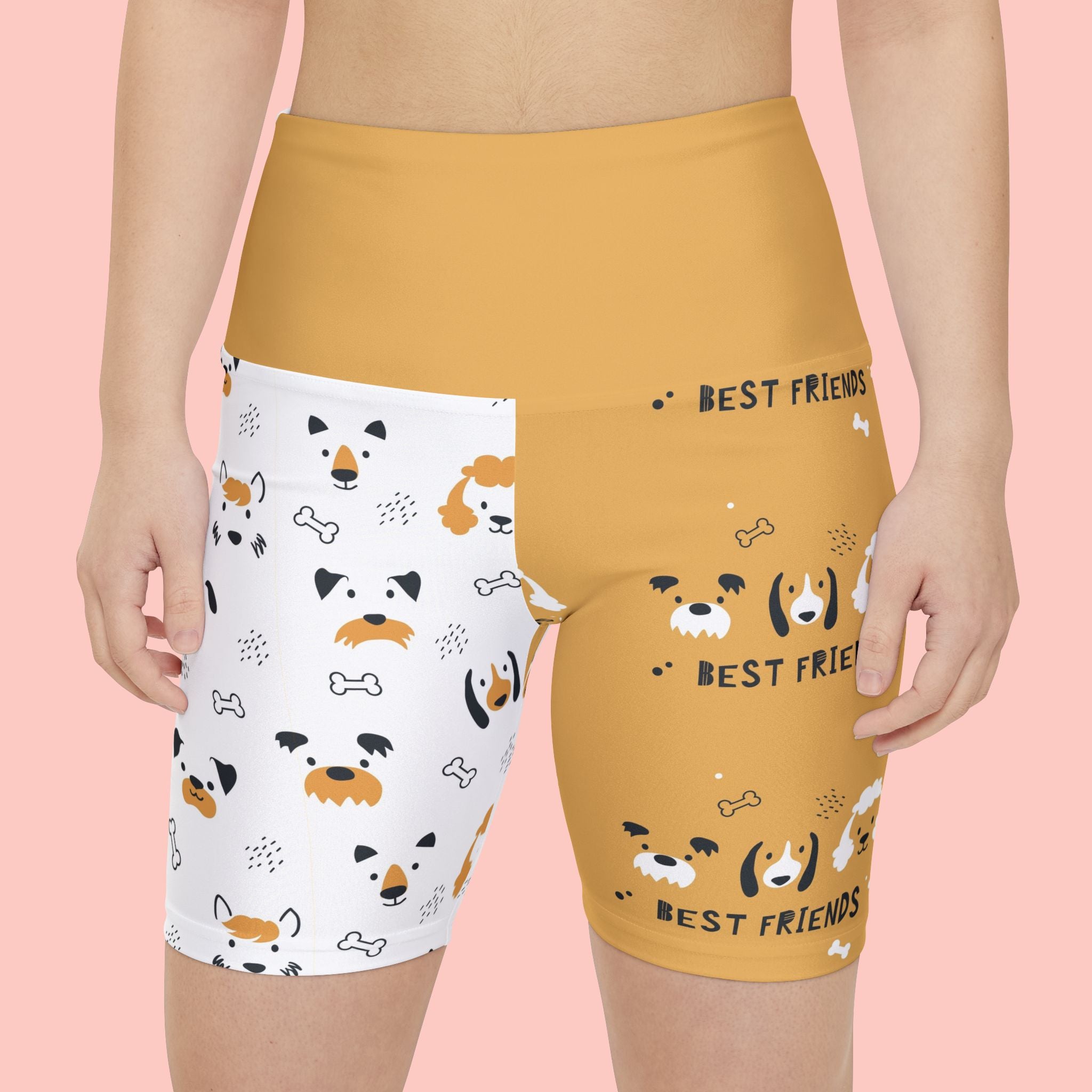 Women's Dog Print Workout Shorts — 'BARKLYNE' Best Friends AOP Activewear