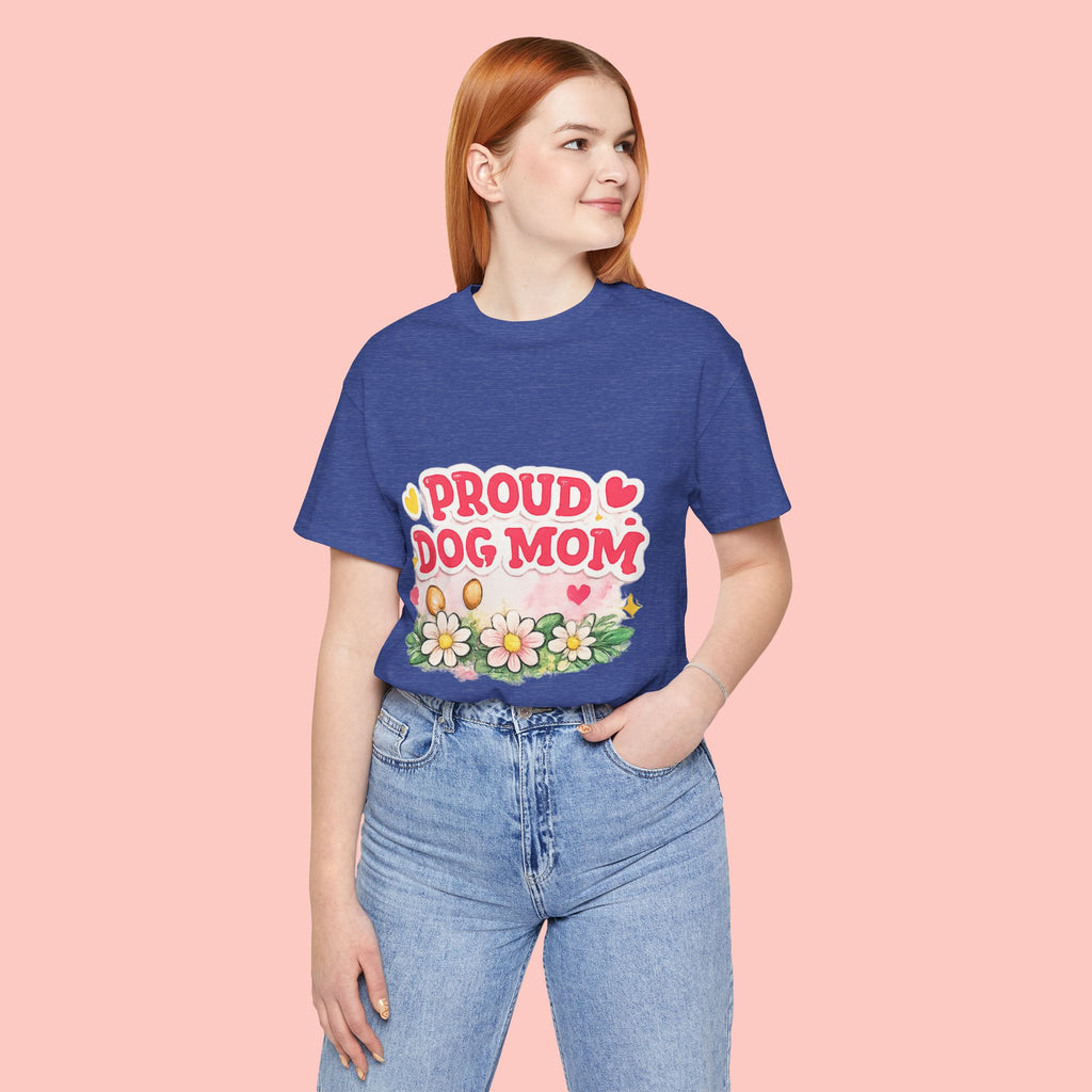 Proud Dog Mom Tee – Floral Retro Heart Design