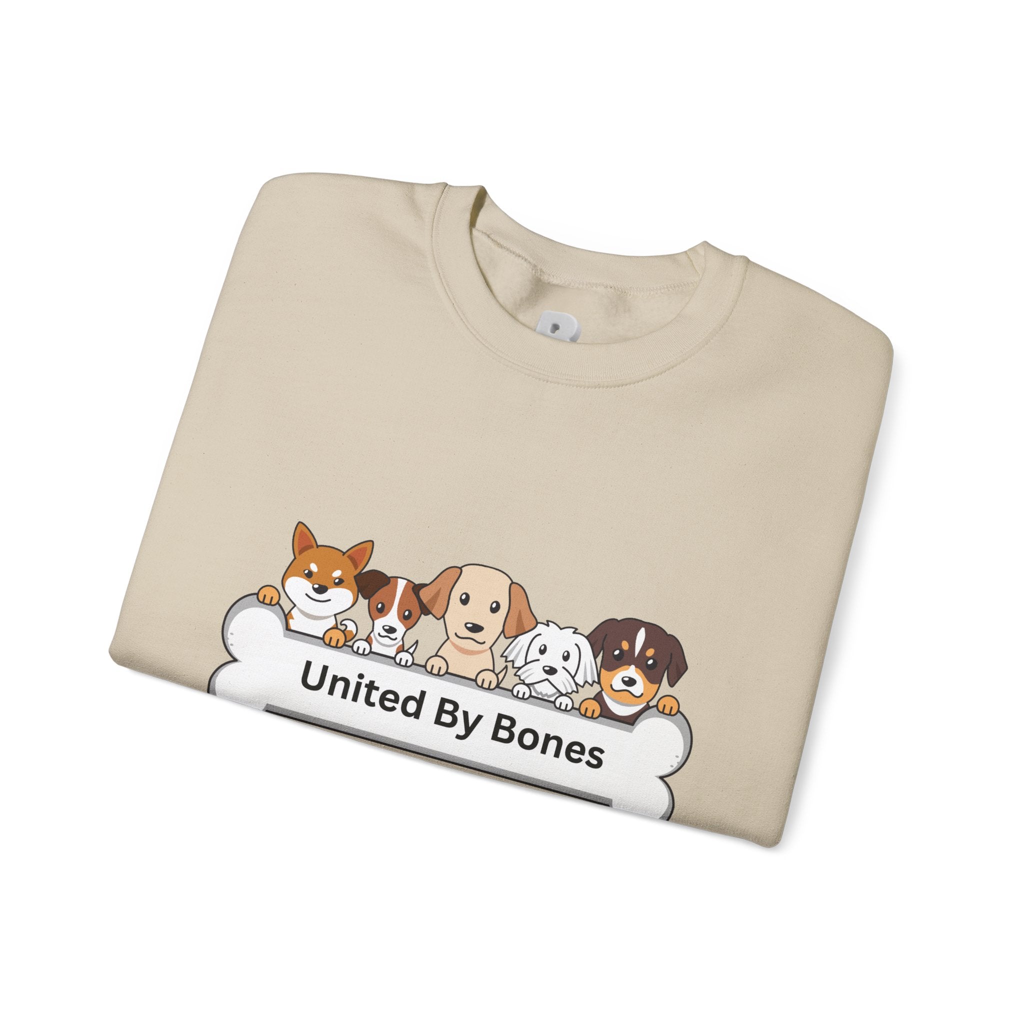 Dog Crewneck Sweatshirt — "United By Bones" Cute Puppy Graphic