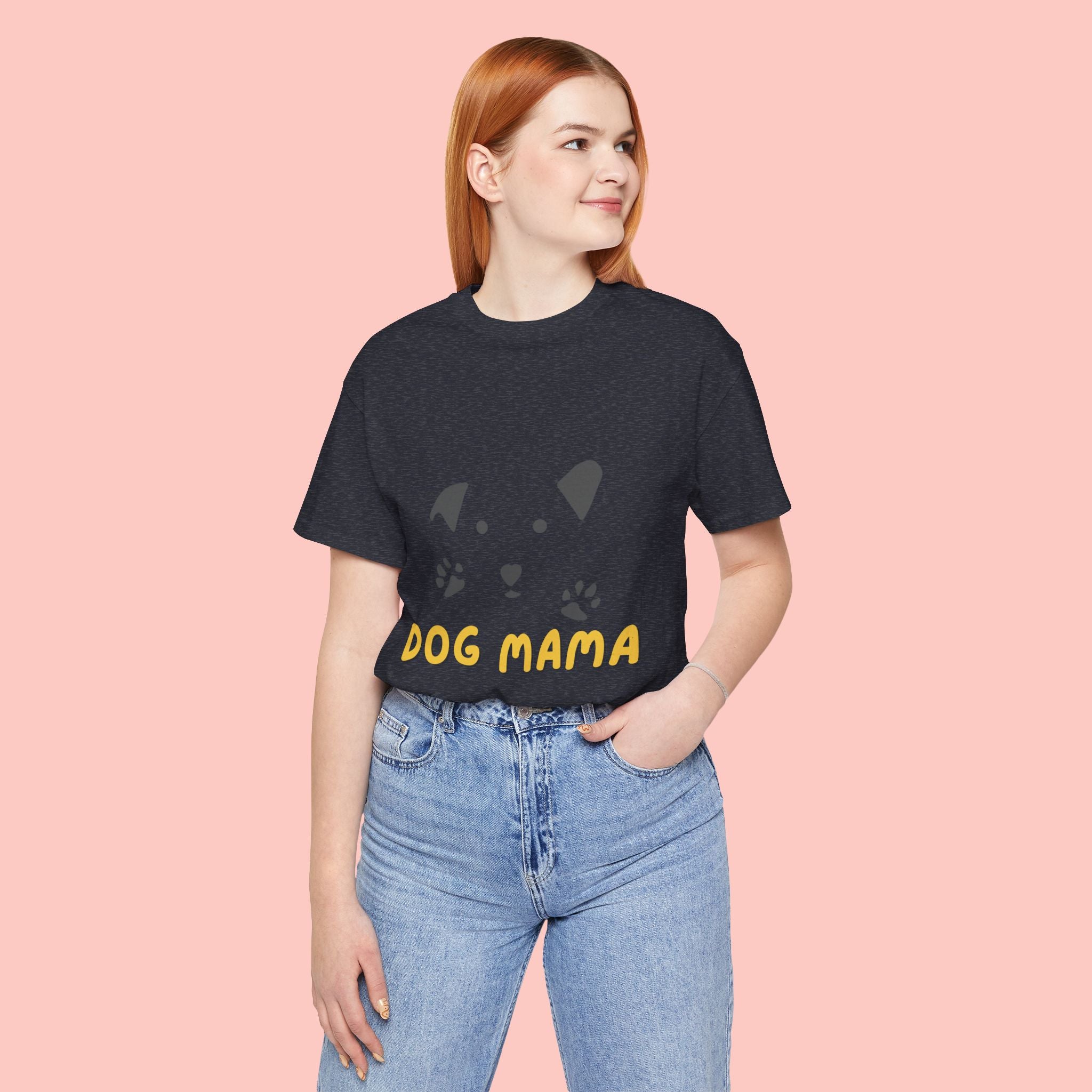 Dog Mama Graphic Tee — Cute Paw Print Dog Face T-Shirt for Dog Lovers