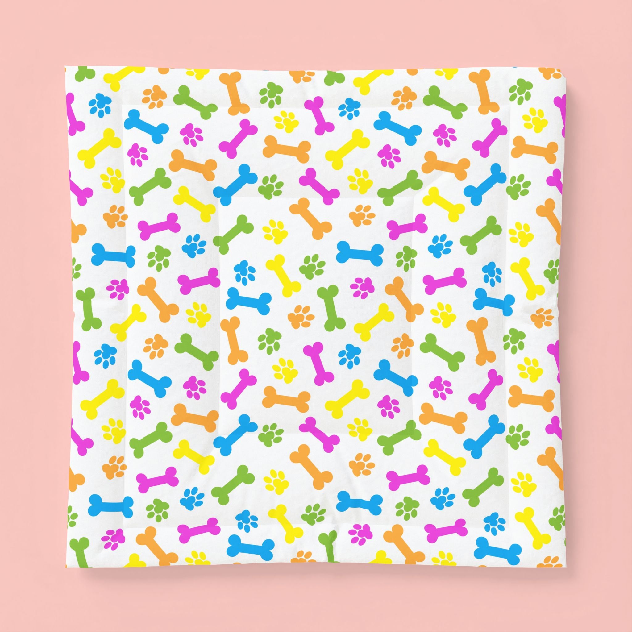 Colorful Dog Bone & Paw Print Cotton Comforter — Pet Lover Bedspread