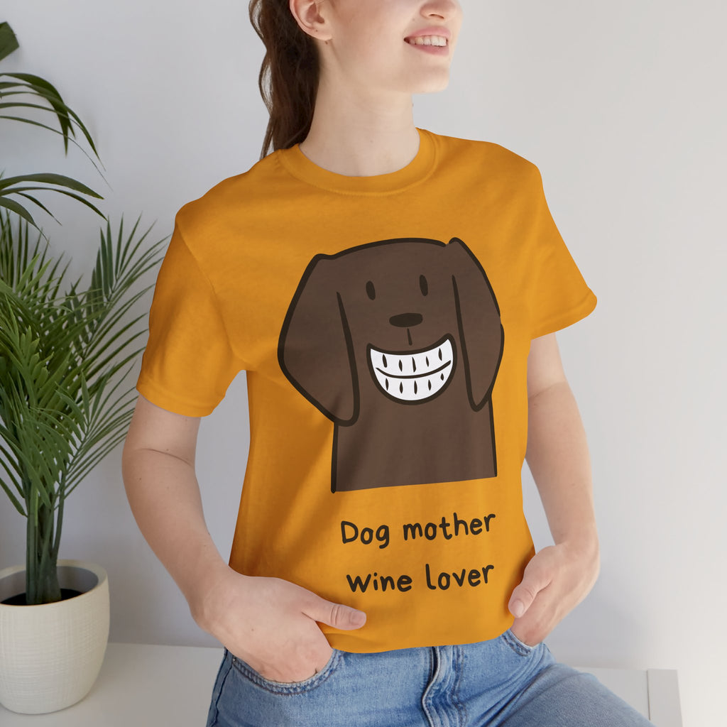 Dog Mother Wine Lover T-Shirt — Cute Cartoon Dog Graphic Tee