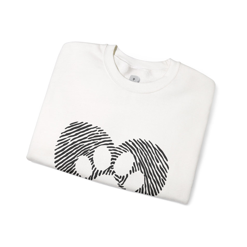 Fingerprint Heart Crewneck Sweatshirt — Panda Paw Love Graphic