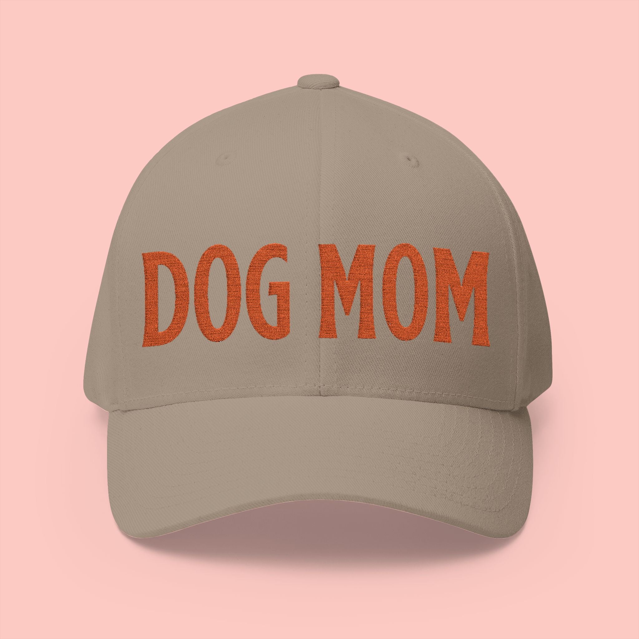 Dog Mom Embroidered Cap – White Structured Baseball Hat