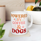 Coffee Powered Dog Mom Mug — Cute Floral Paw Print Ceramic Coffee Mug (11oz, 15oz)