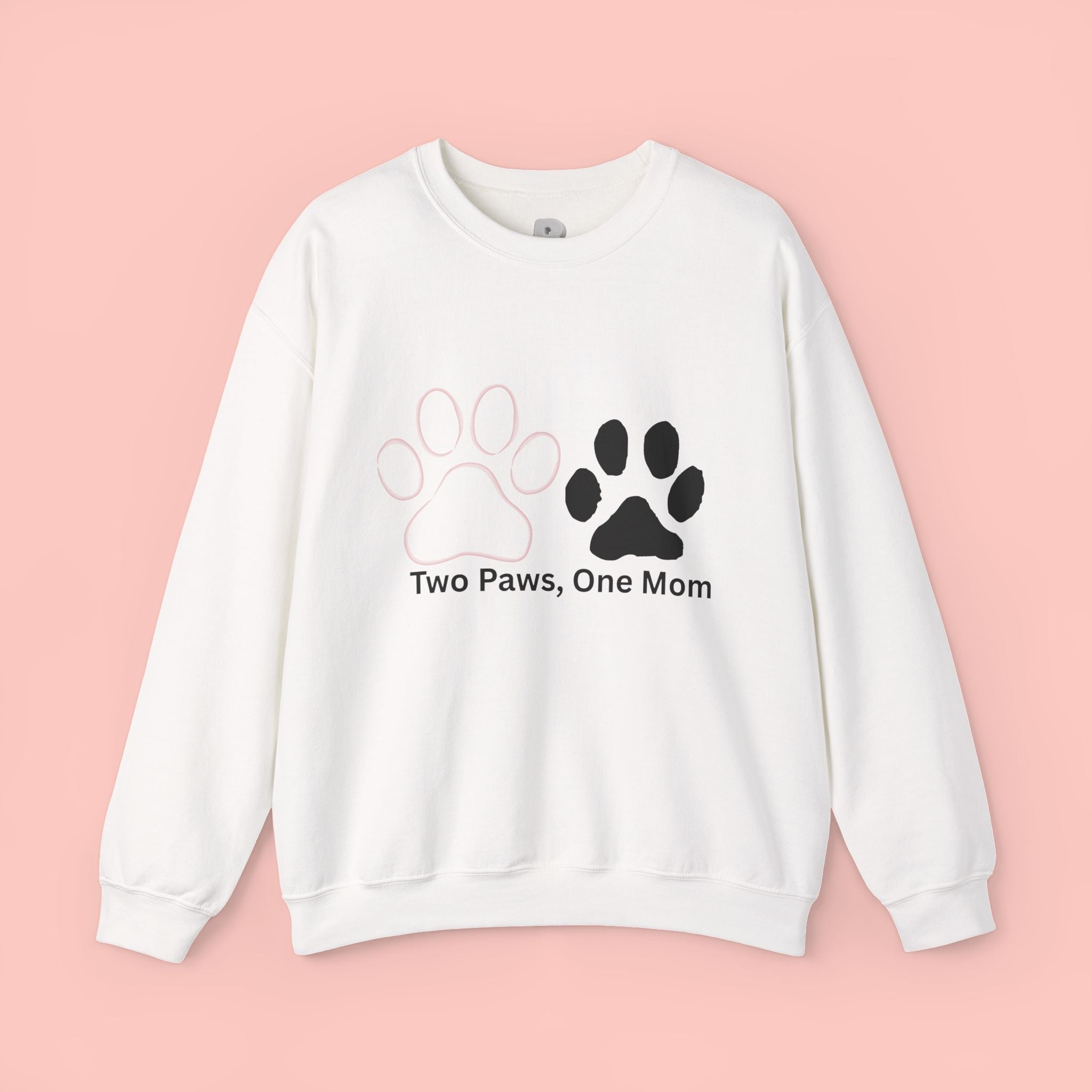 Crewneck Sweatshirt – "Two Paws, One Mom" Paw Print Mom Gift