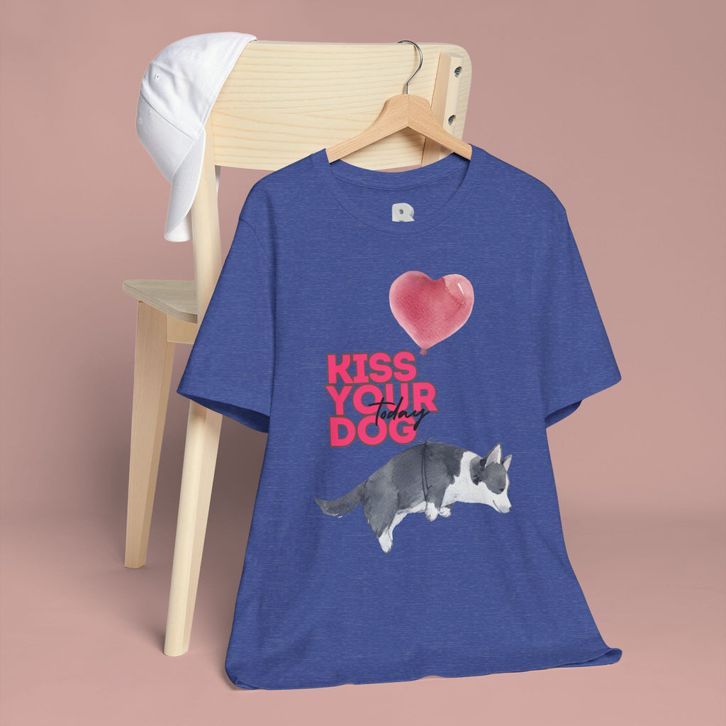 Kiss Your Dog T-Shirt — Cute Corgi with Heart Balloon Pet Lover Tee