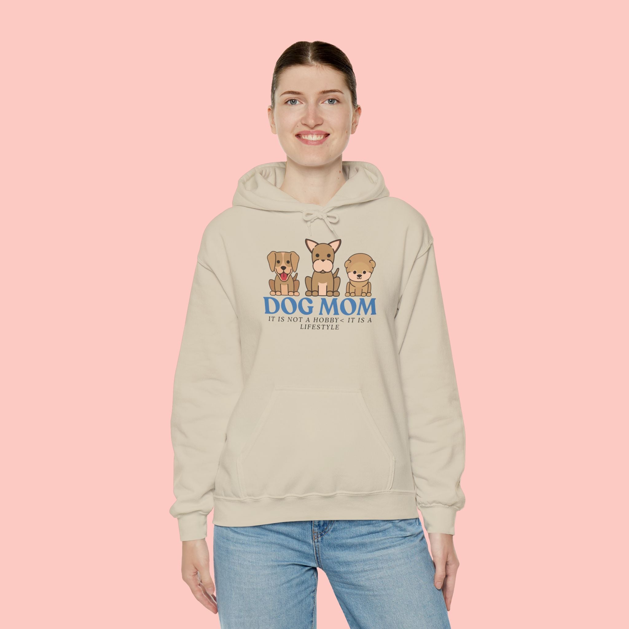 Dog Mom Hoodie — Cute Puppy Trio 'Dog Mom' Graphic Sweatshirt