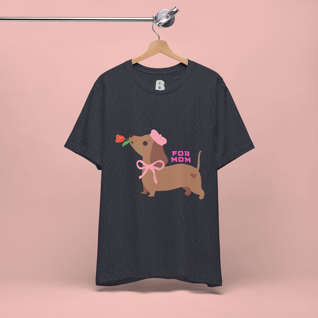 Mommy’s Dachshund Tee – Cute Dog with Rose “For Mom” Shirt