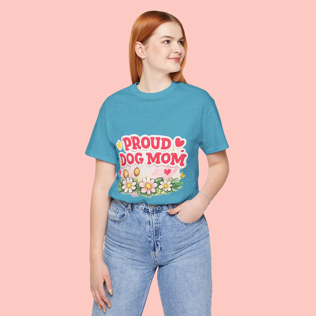 Proud Dog Mom Tee – Floral Retro Heart Design