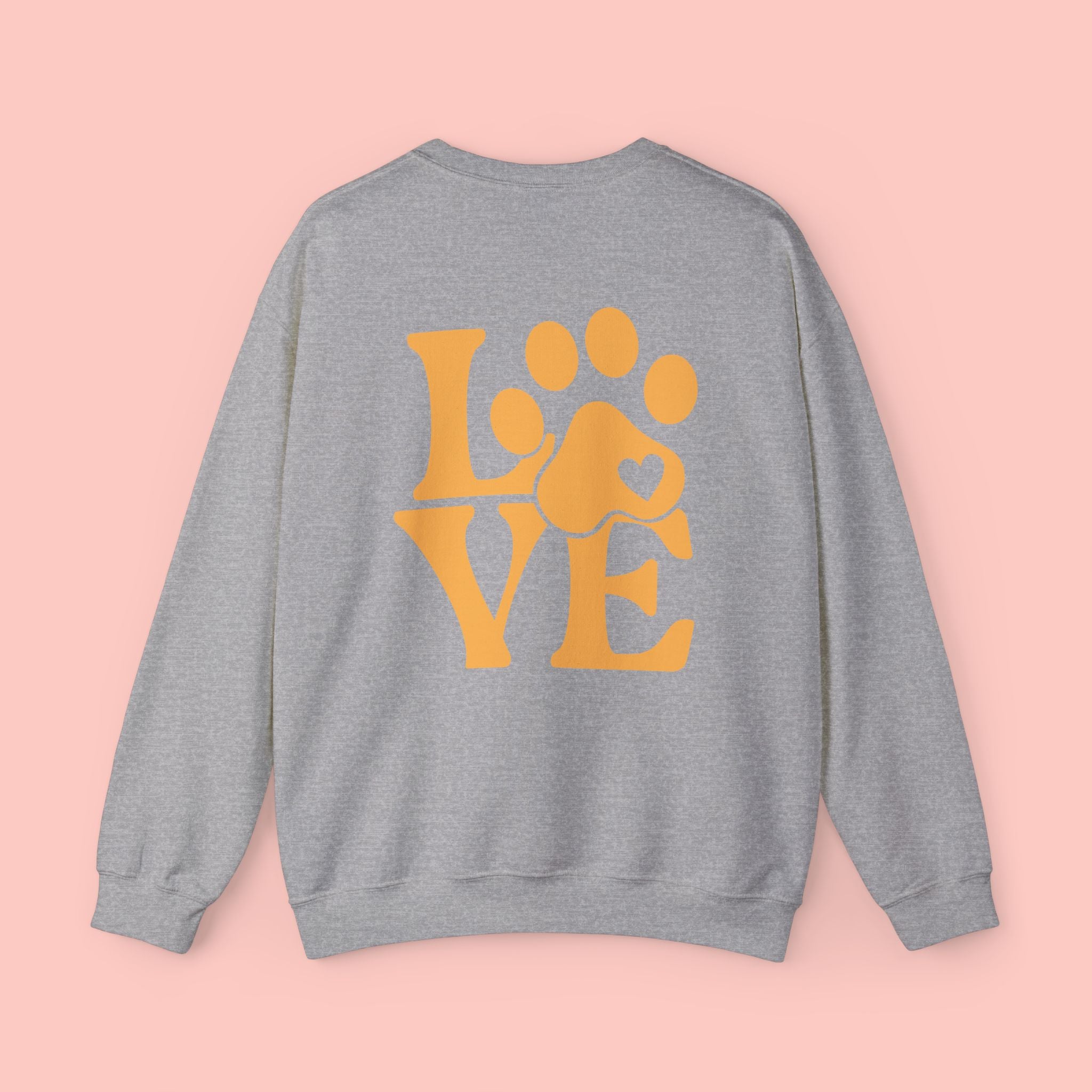 Crewneck Sweatshirt - 'LOVE' Paw Print Graphic | Pet Lover Pullover