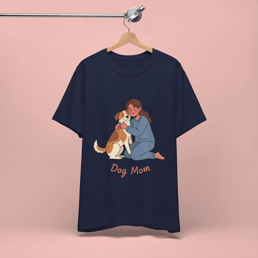 Dog Mom T‑Shirt — Cute Woman Hugging Dog Graphic Tee