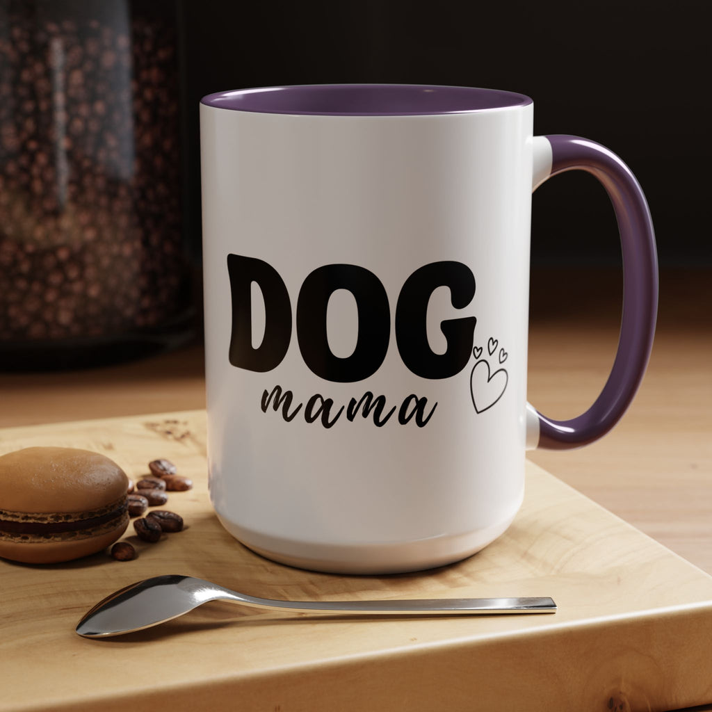 Dog Mama Accent Coffee Mug — Cute Black & White Pet Lover Gift (11/15oz)