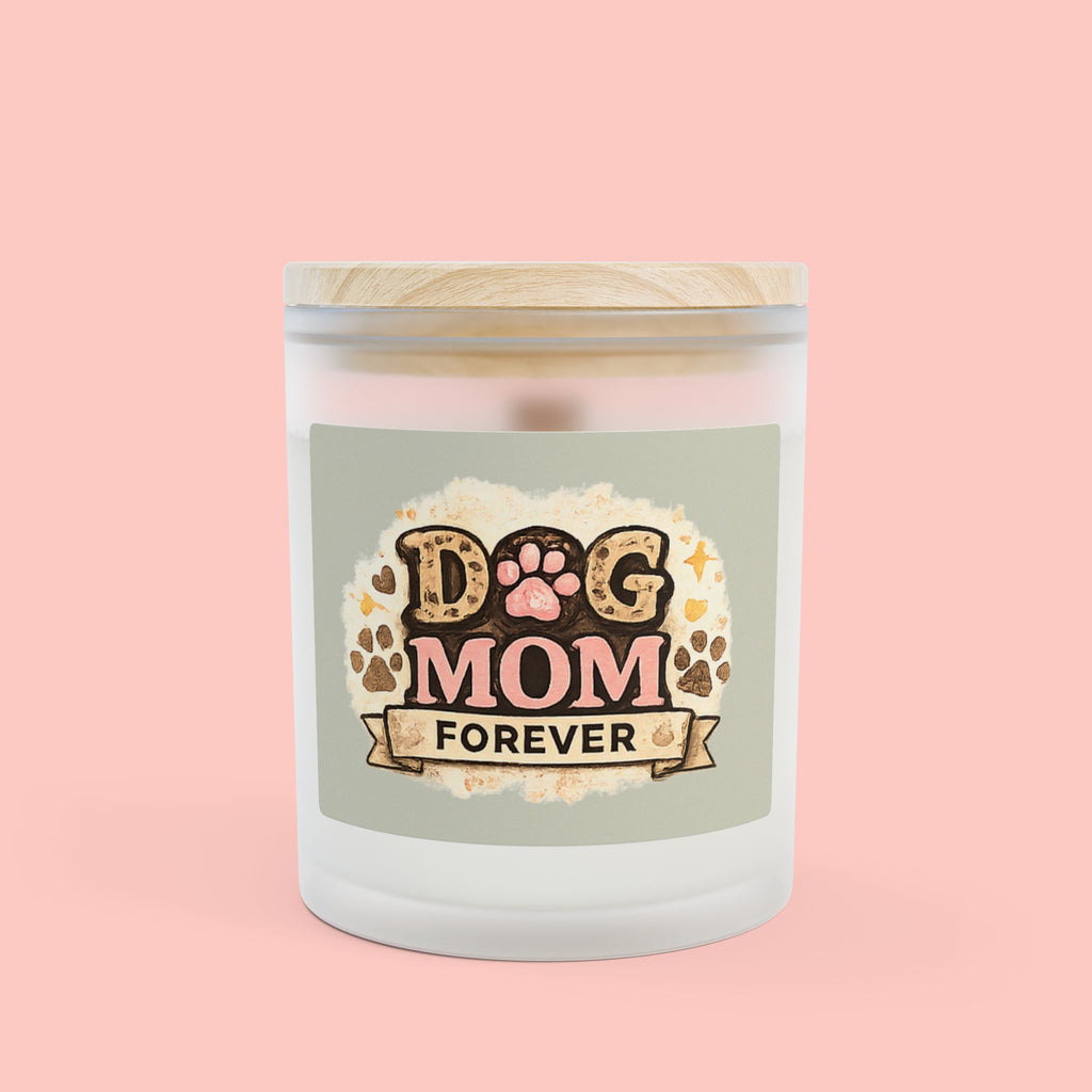 Dog Mom Forever Frosted Glass Candle — 11oz Scented Gift for Pet Lovers